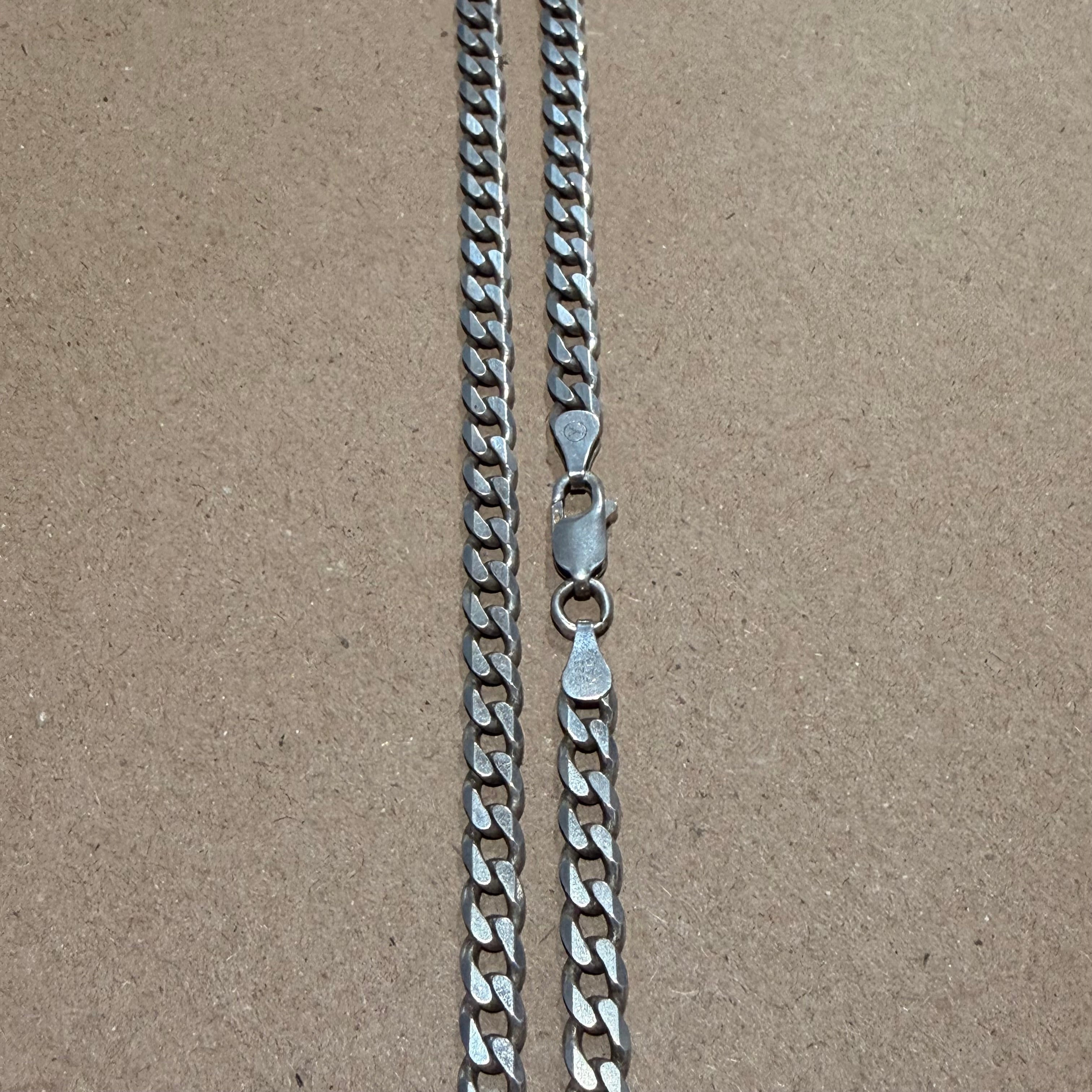 Sterling Cuban Curb Link Necklace 17.5 in