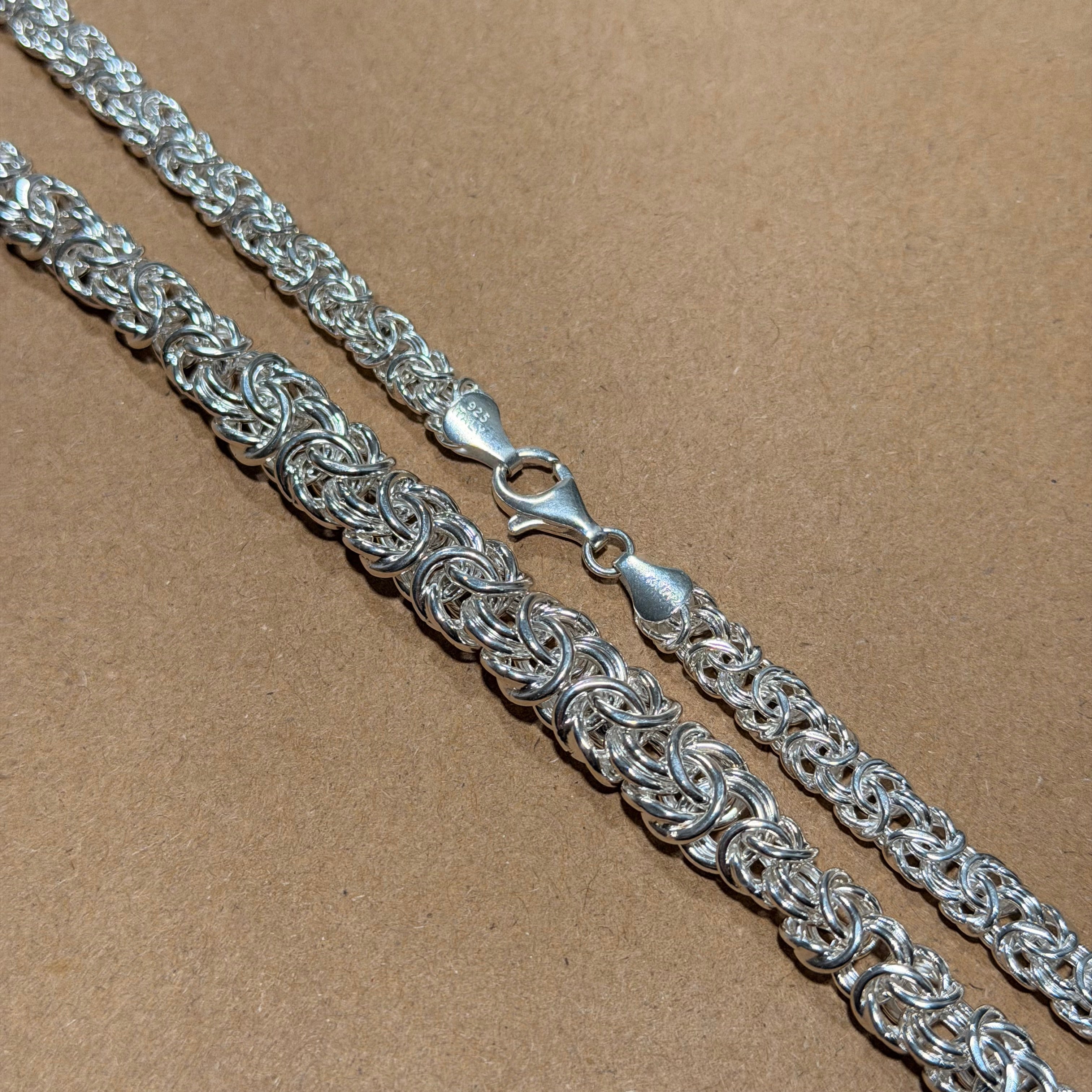 Sterling Graduated Byzantine Link Necklace 20 in