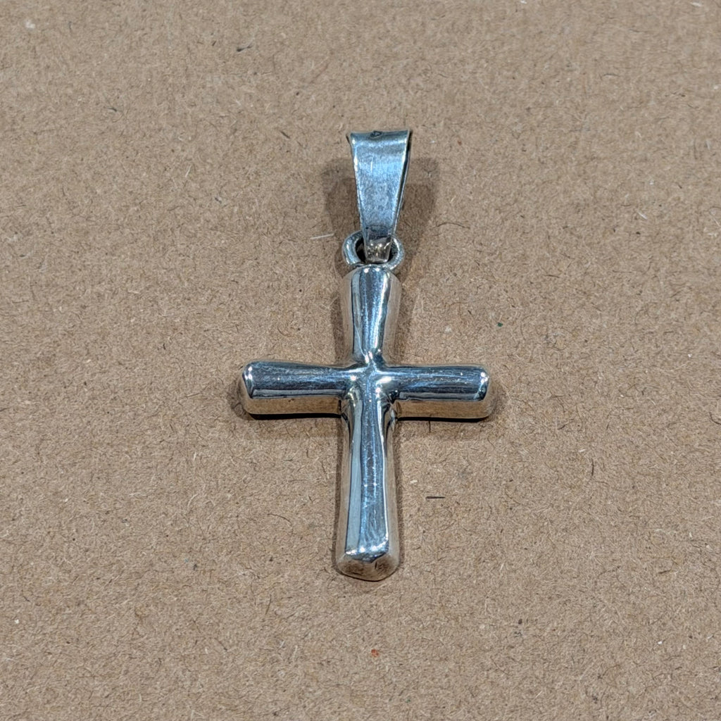 Sterling Puffed Cross Pendant 1.5 in