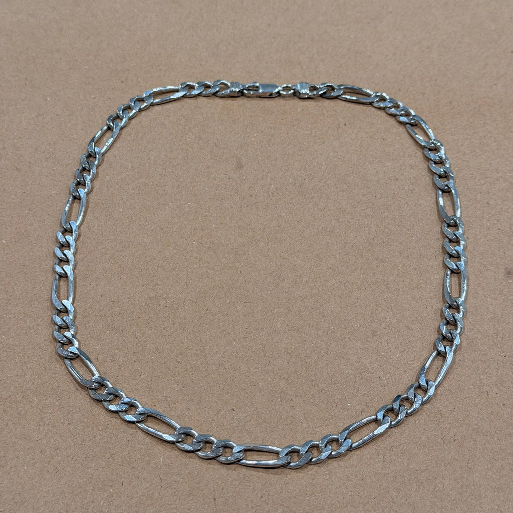 Sterling Solid Heavyweight Figaro Link Necklace 19 in