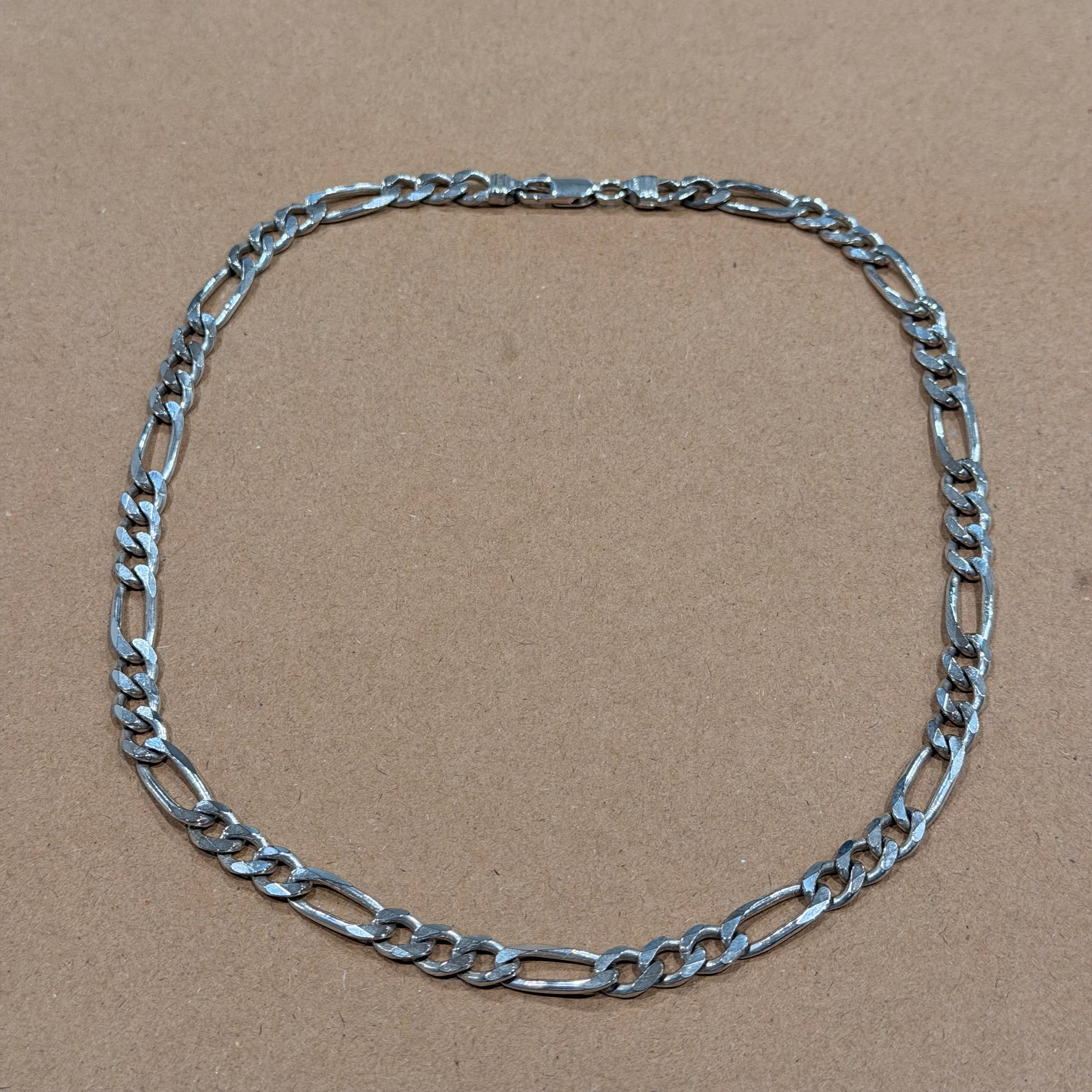 Sterling Solid Heavyweight Figaro Link Necklace 19 in