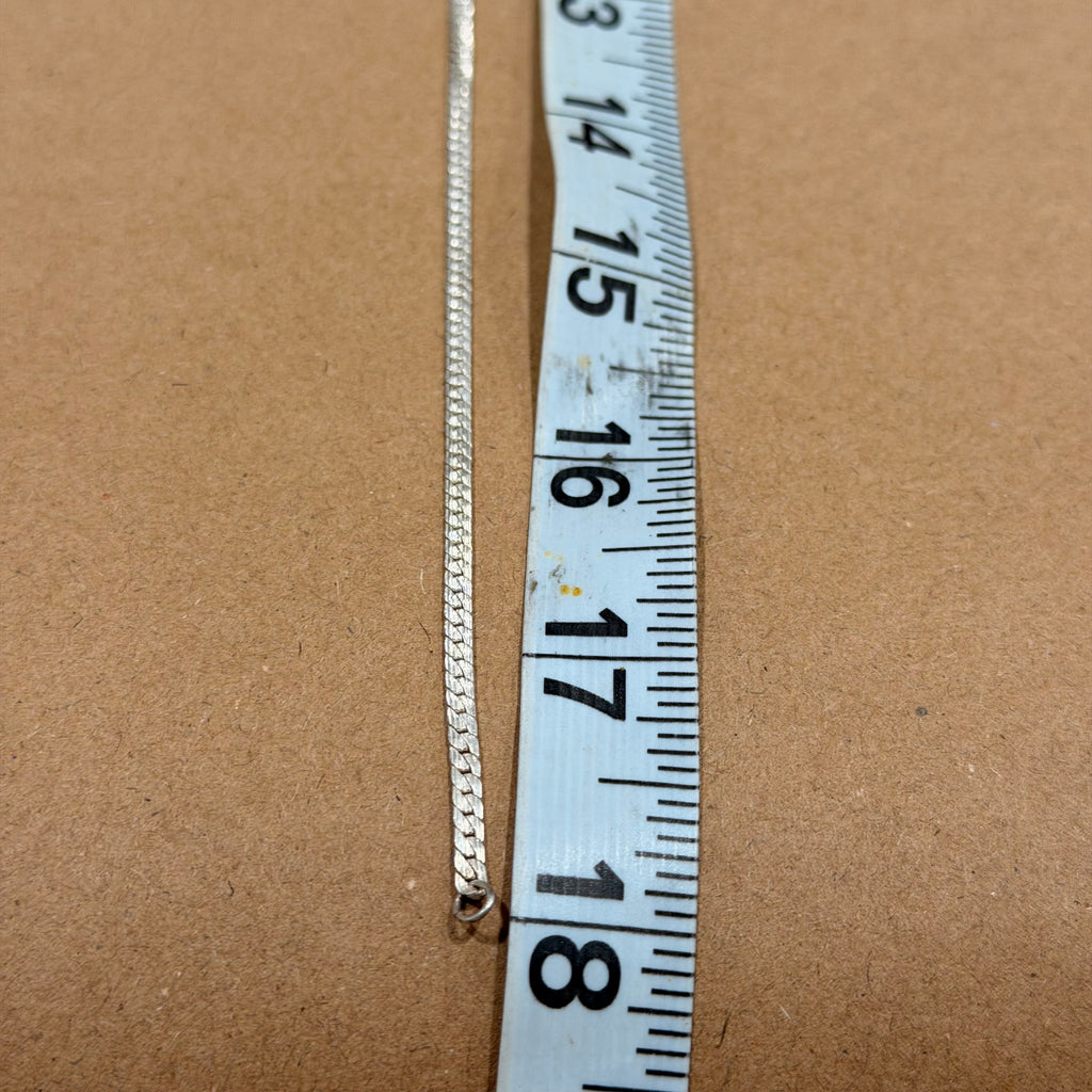 Sterling Textured Herringbone Necklace 18 in