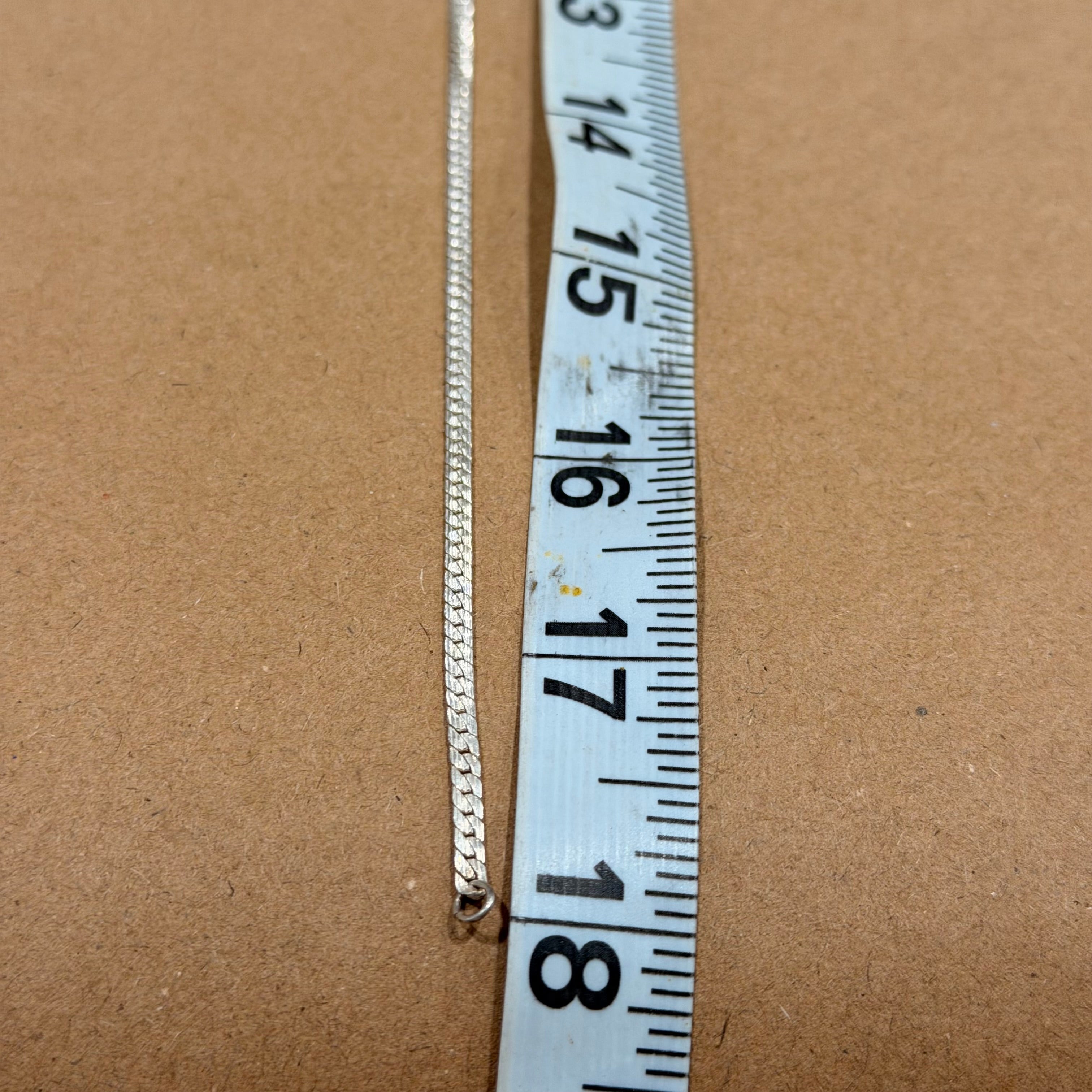 Sterling Textured Herringbone Necklace 18 in