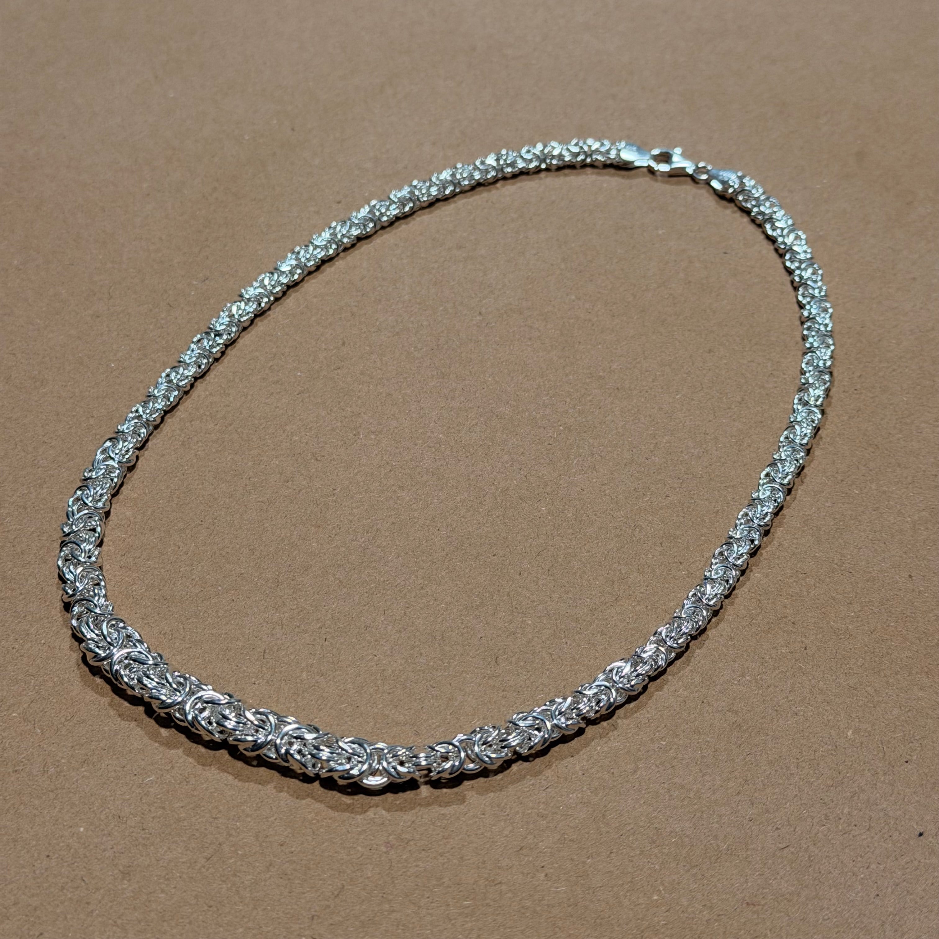 Sterling Graduated Byzantine Link Necklace 20 in