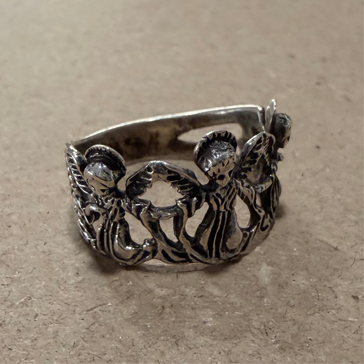 Sterling Angel Crown Ring Sz 7.5