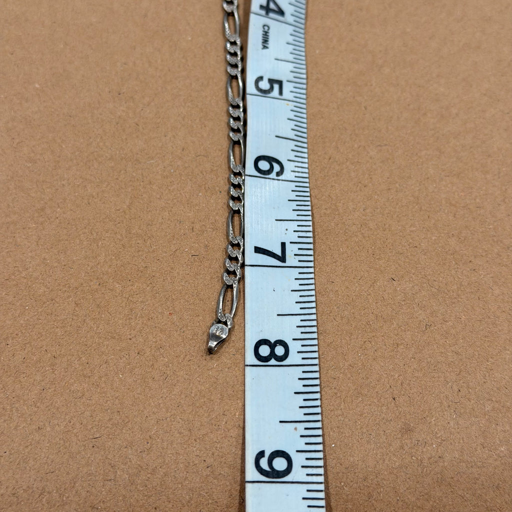 Sterling Textured Figaro Link Bracelet 8 in