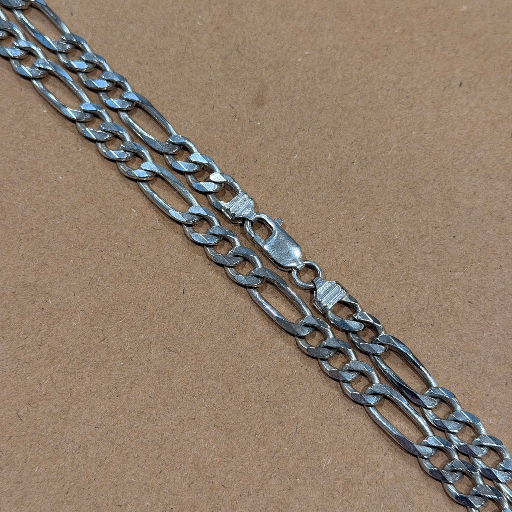Sterling Solid Heavyweight Figaro Link Necklace 19 in