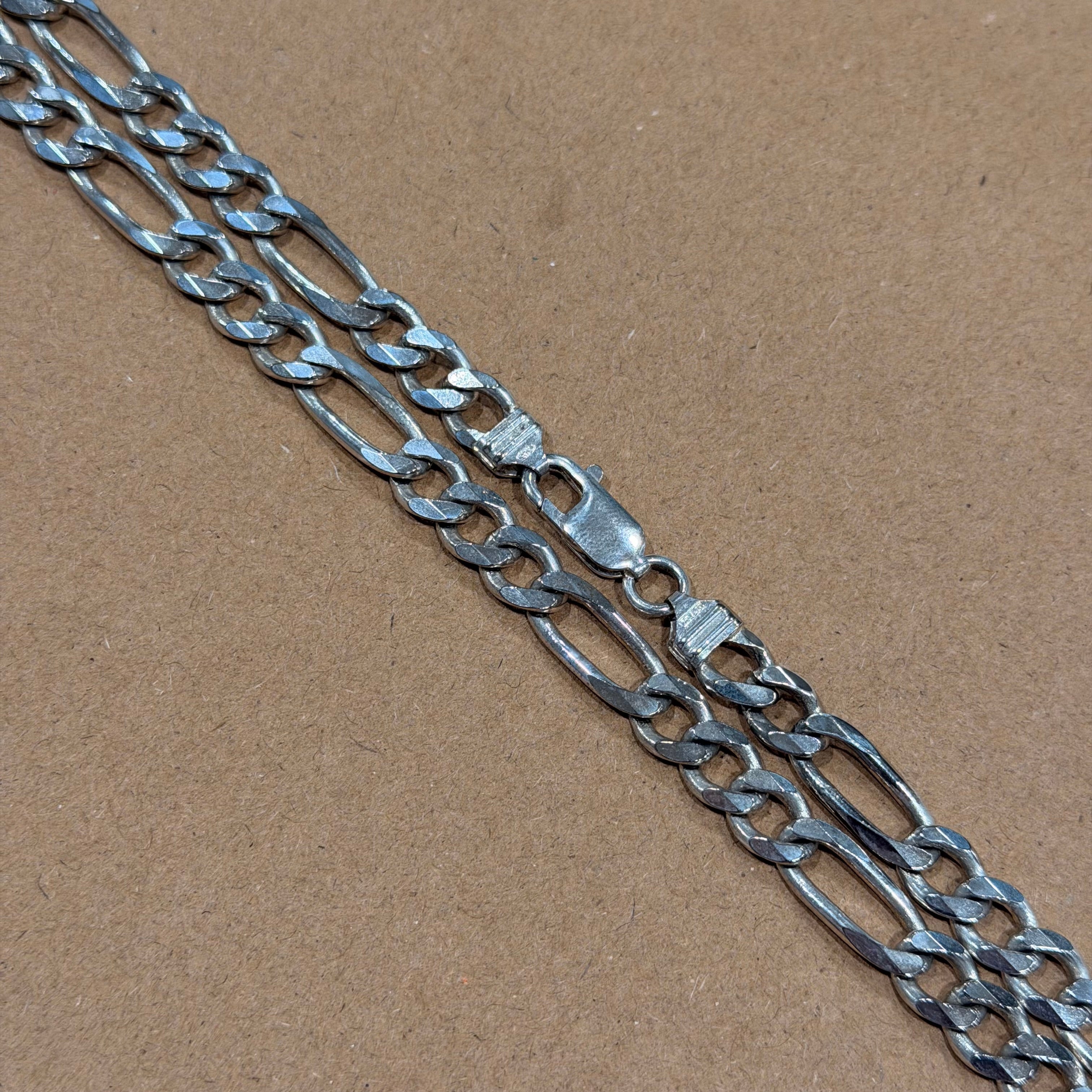 Sterling Solid Heavyweight Figaro Link Necklace 19 in