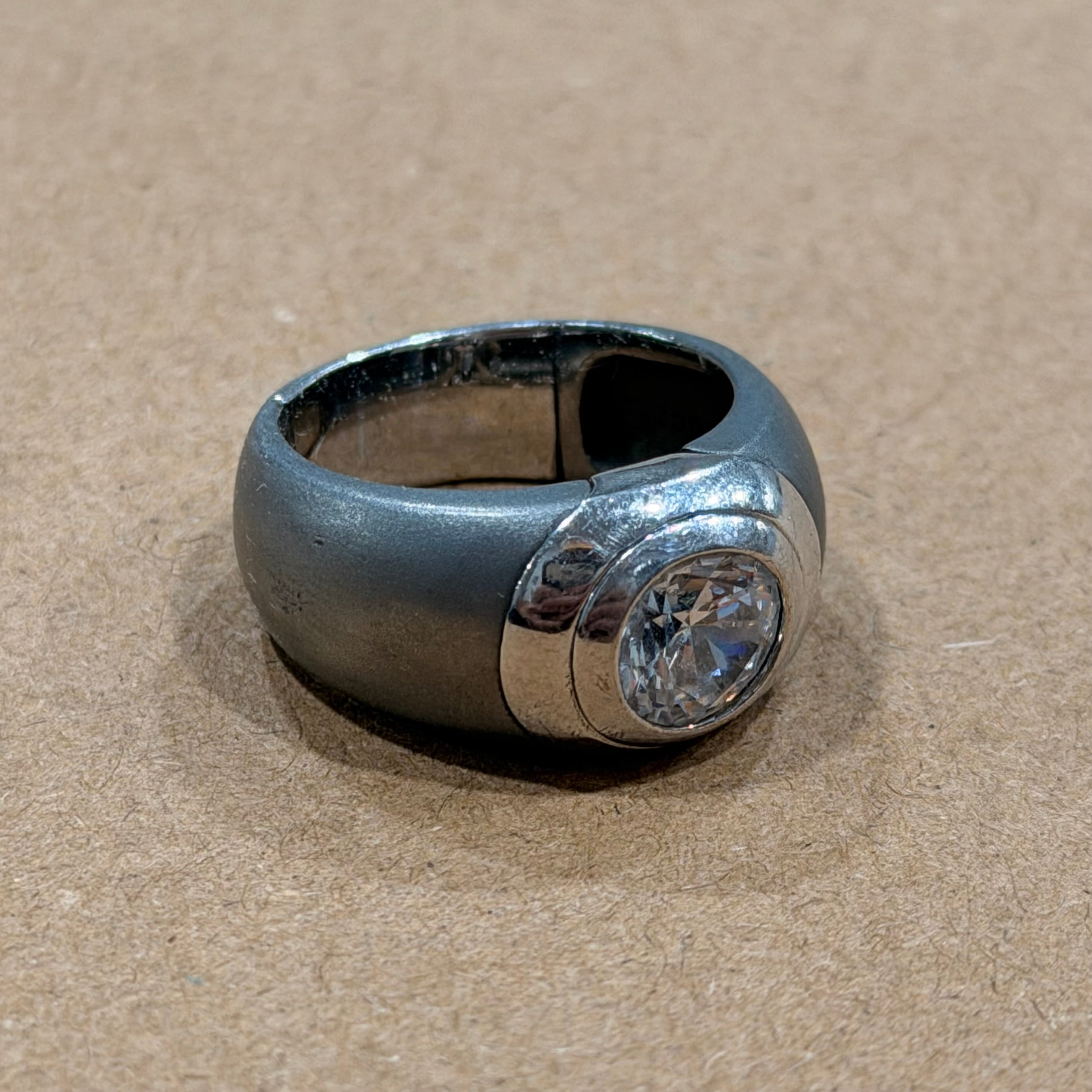 Sterling Matte Gray Cubic Zirconia Ring Sz 7.5