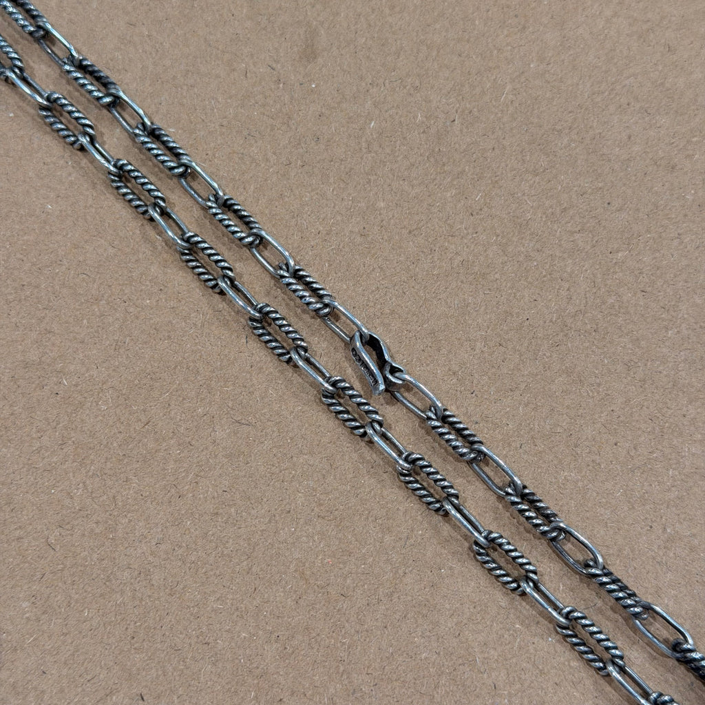 Sterling Textured Paperclip Link Necklace 20 in