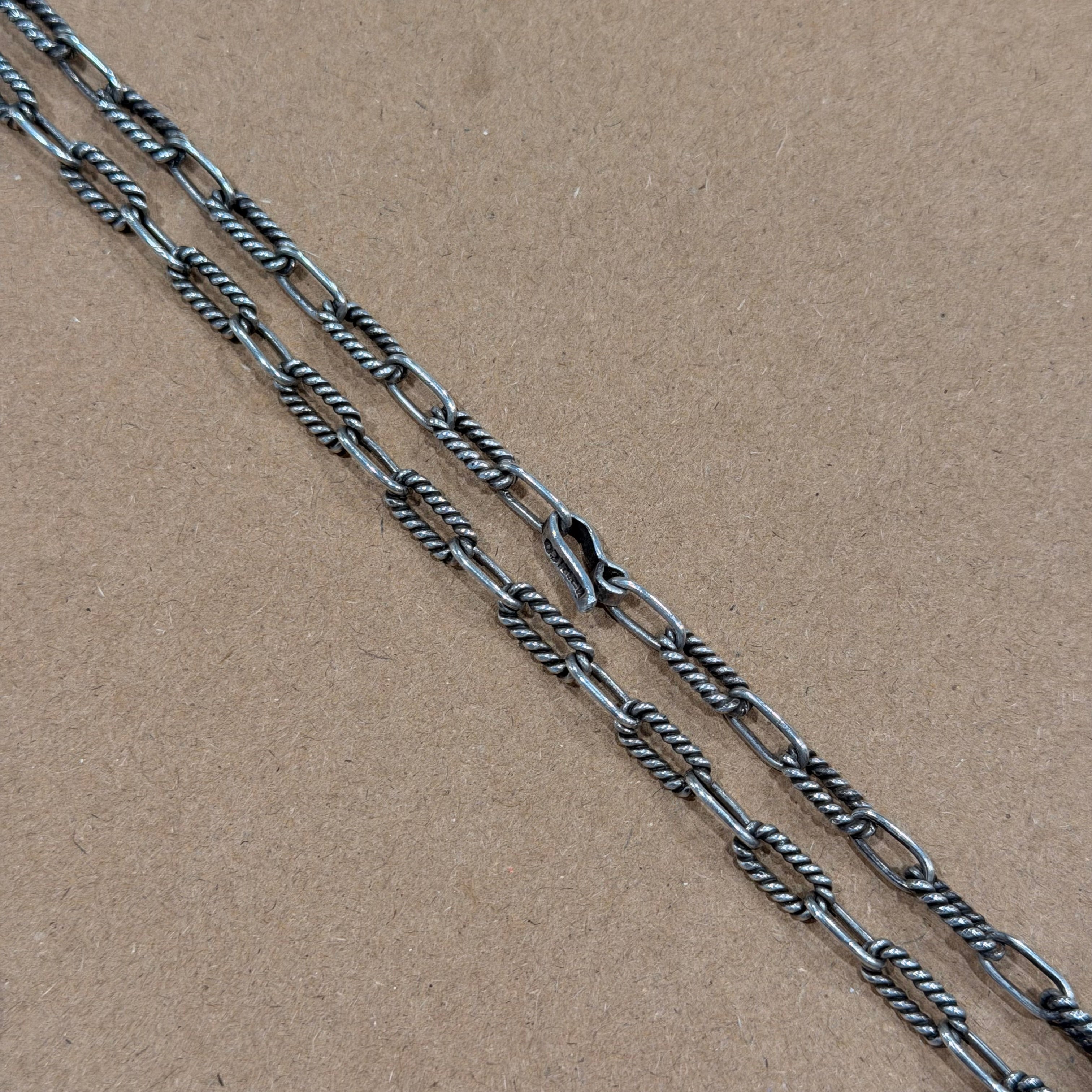 Sterling Textured Paperclip Link Necklace 20 in