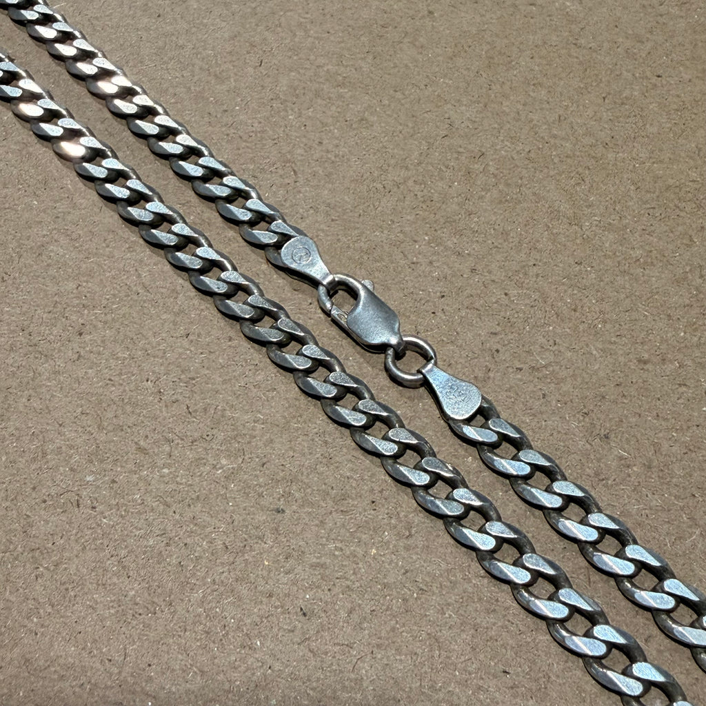 Sterling Cuban Curb Link Necklace 17.5 in