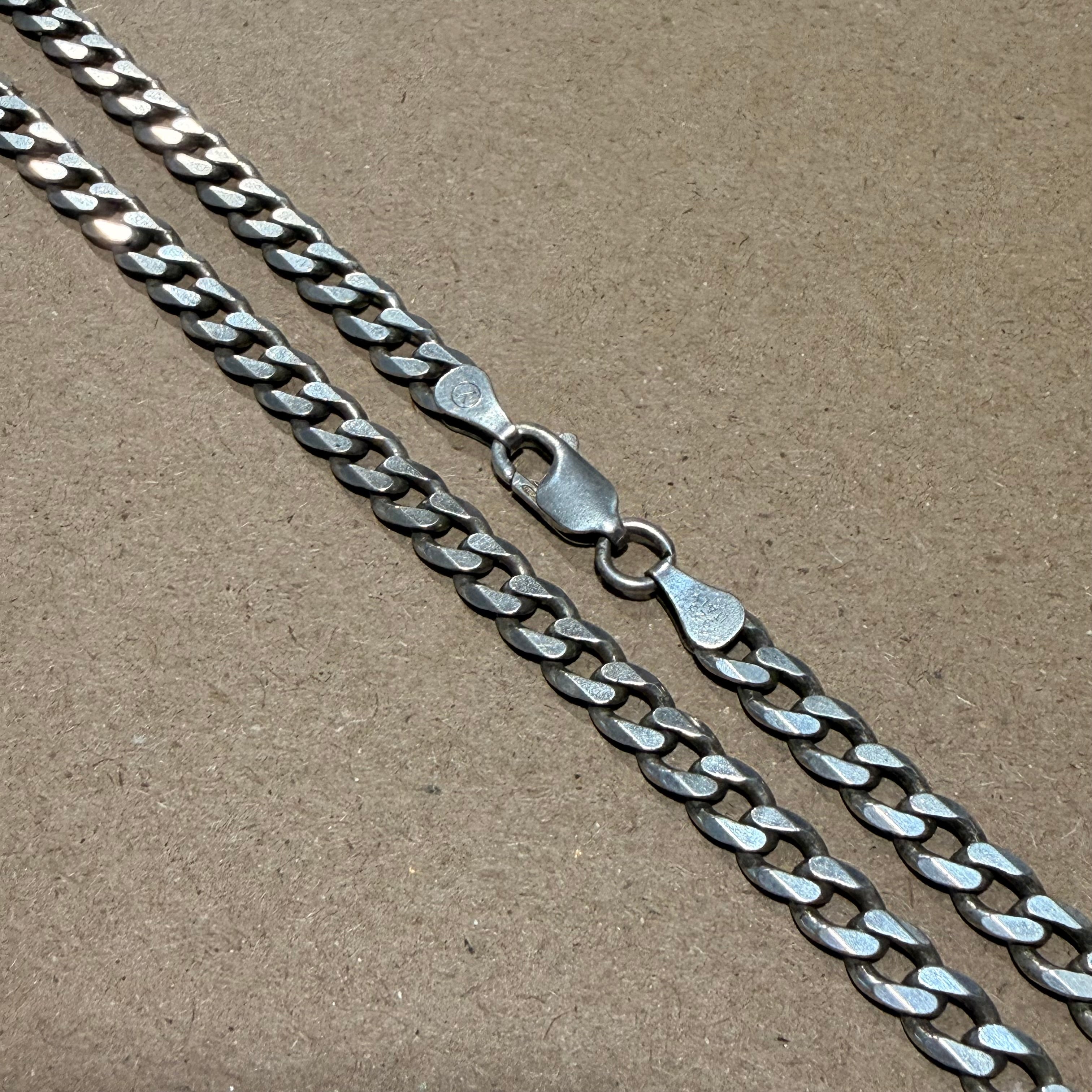 Sterling Cuban Curb Link Necklace 17.5 in