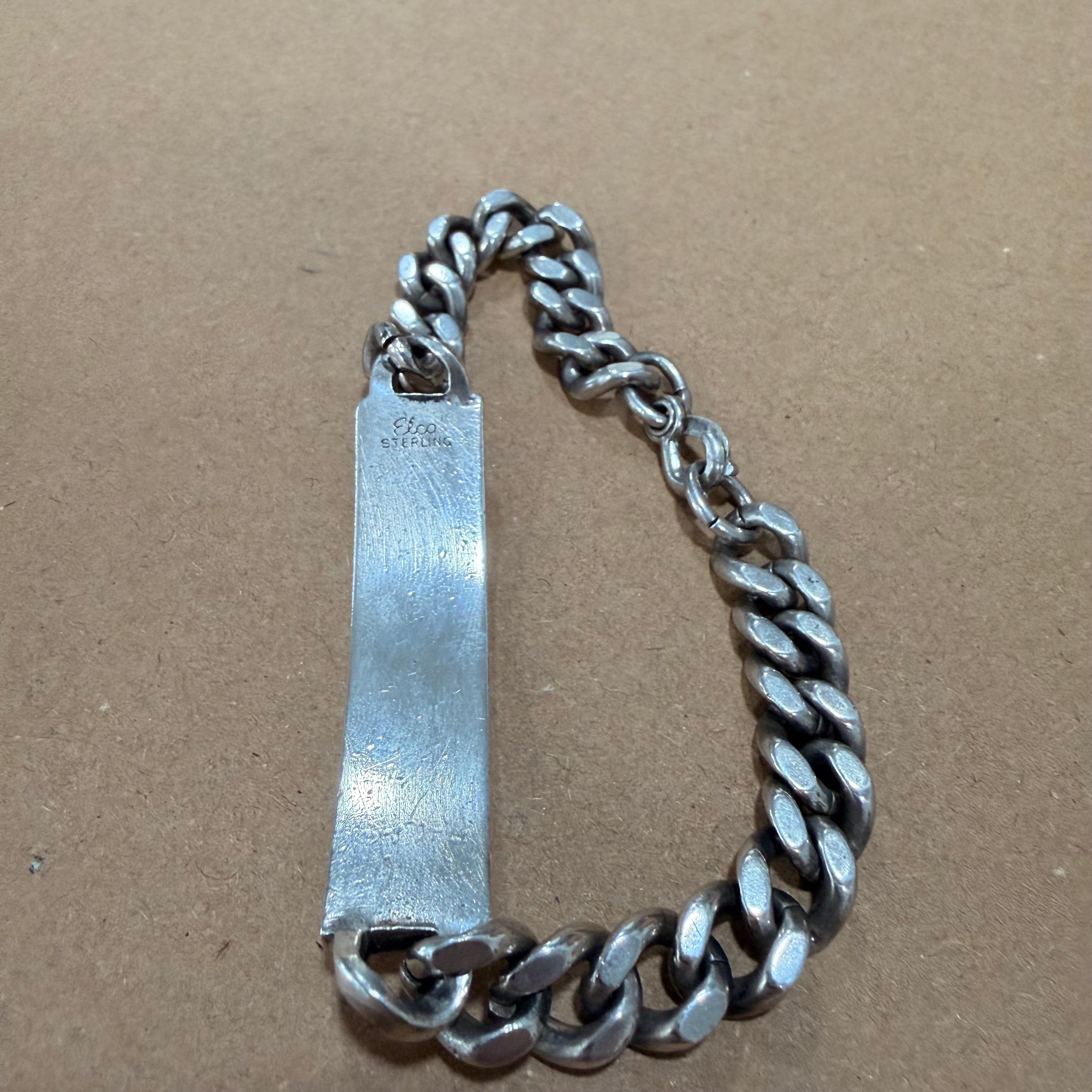 Sterling Elco ID Name Plate Curb Bracelet 8.5 in