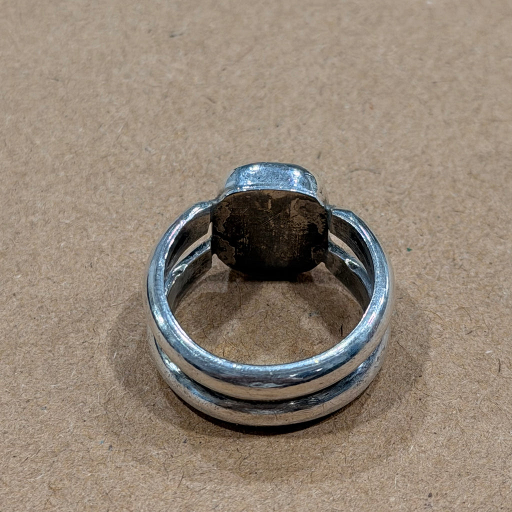 Sterling Tigers Eye Double Band Ring Sz 8