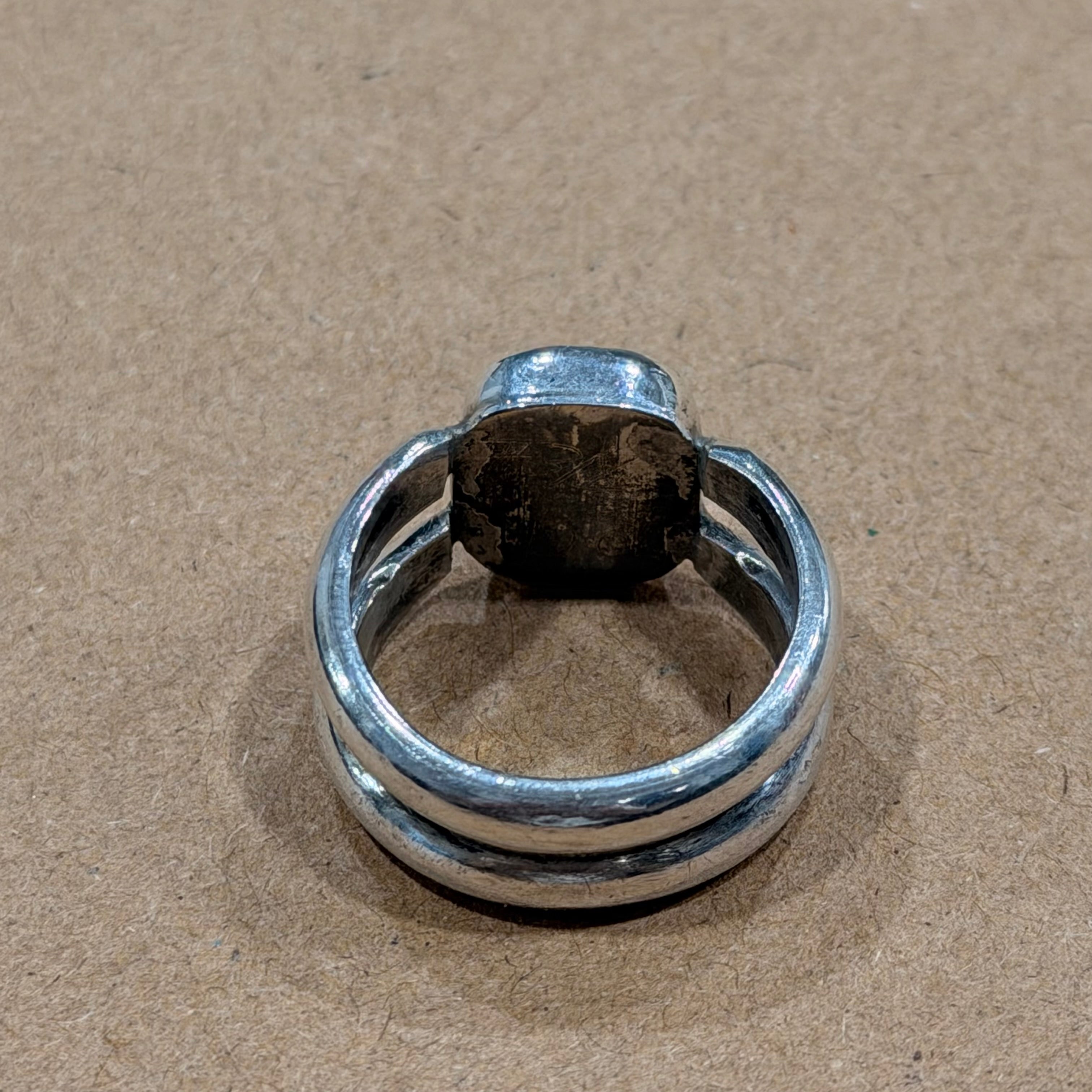 Sterling Tigers Eye Double Band Ring Sz 8