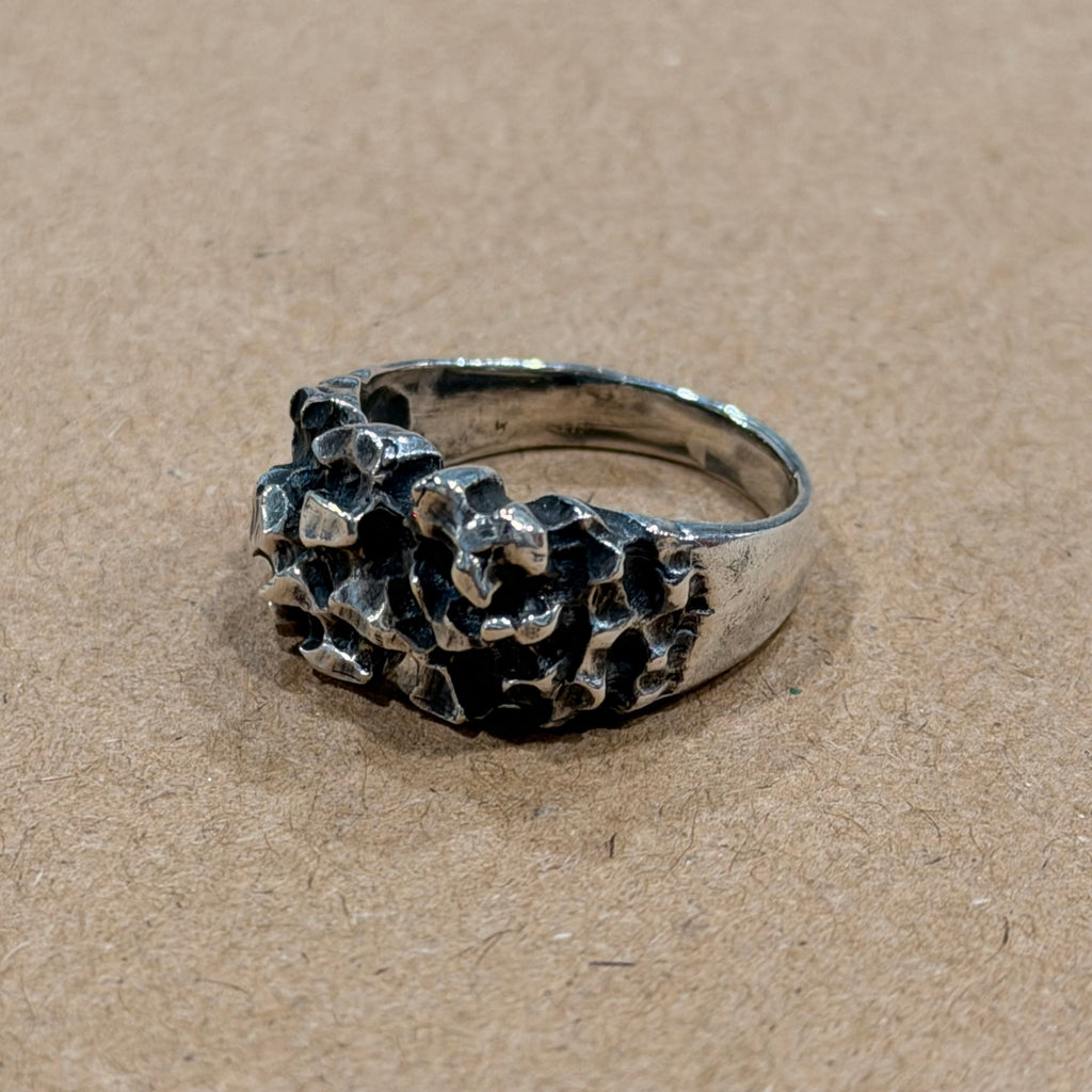 Sterling Nugget Brutalist Ring Sz 7.5