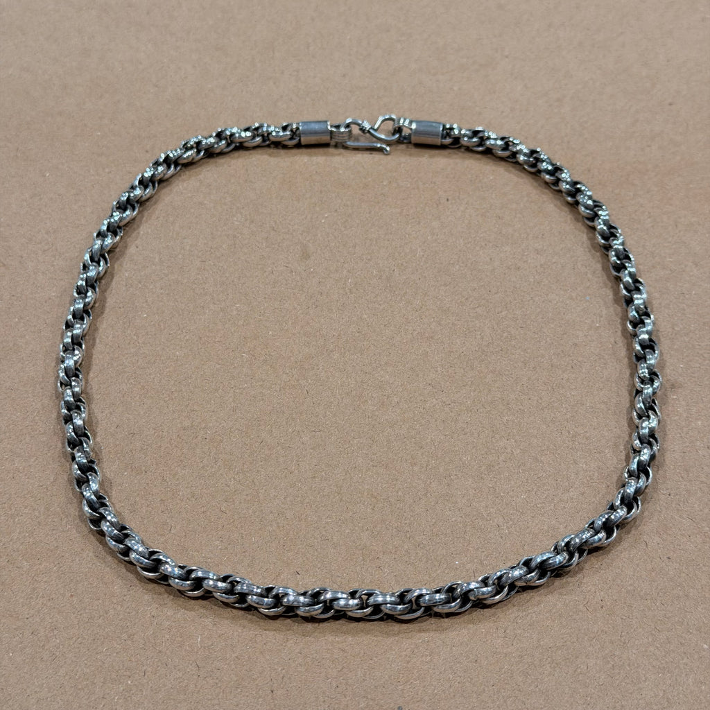 Sterling Solid Heavyweight Triple Braided Link Necklace 20 in