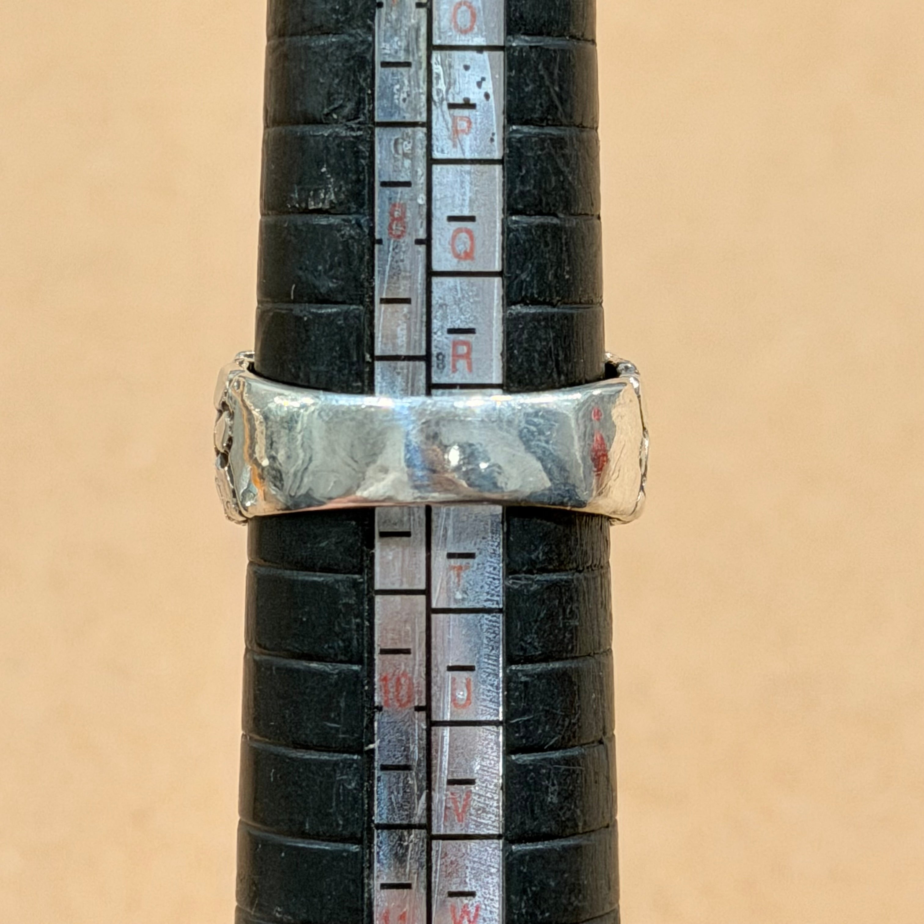 Sterling Brutalist Channel Set Glass Nugget Ring Sz 9