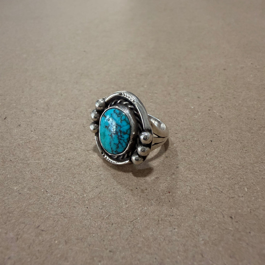 Turquoise & Sterling Southwest Ring Sz 6