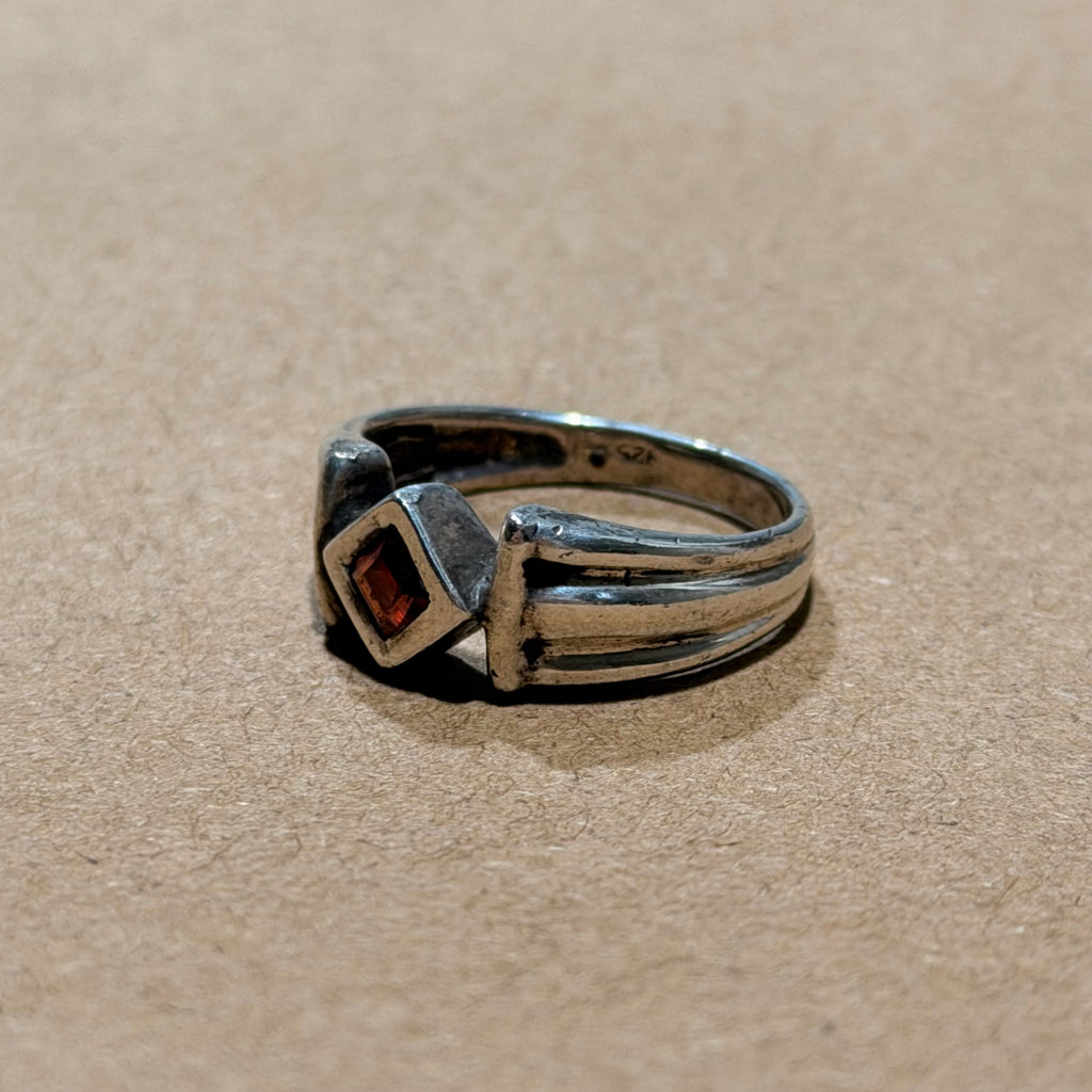 Sterling Mini Garnet Ring Sz 5