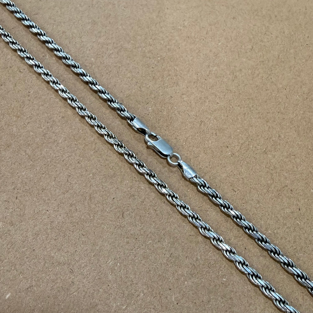 Hefty Sterling Rope Chain Necklace 24 in