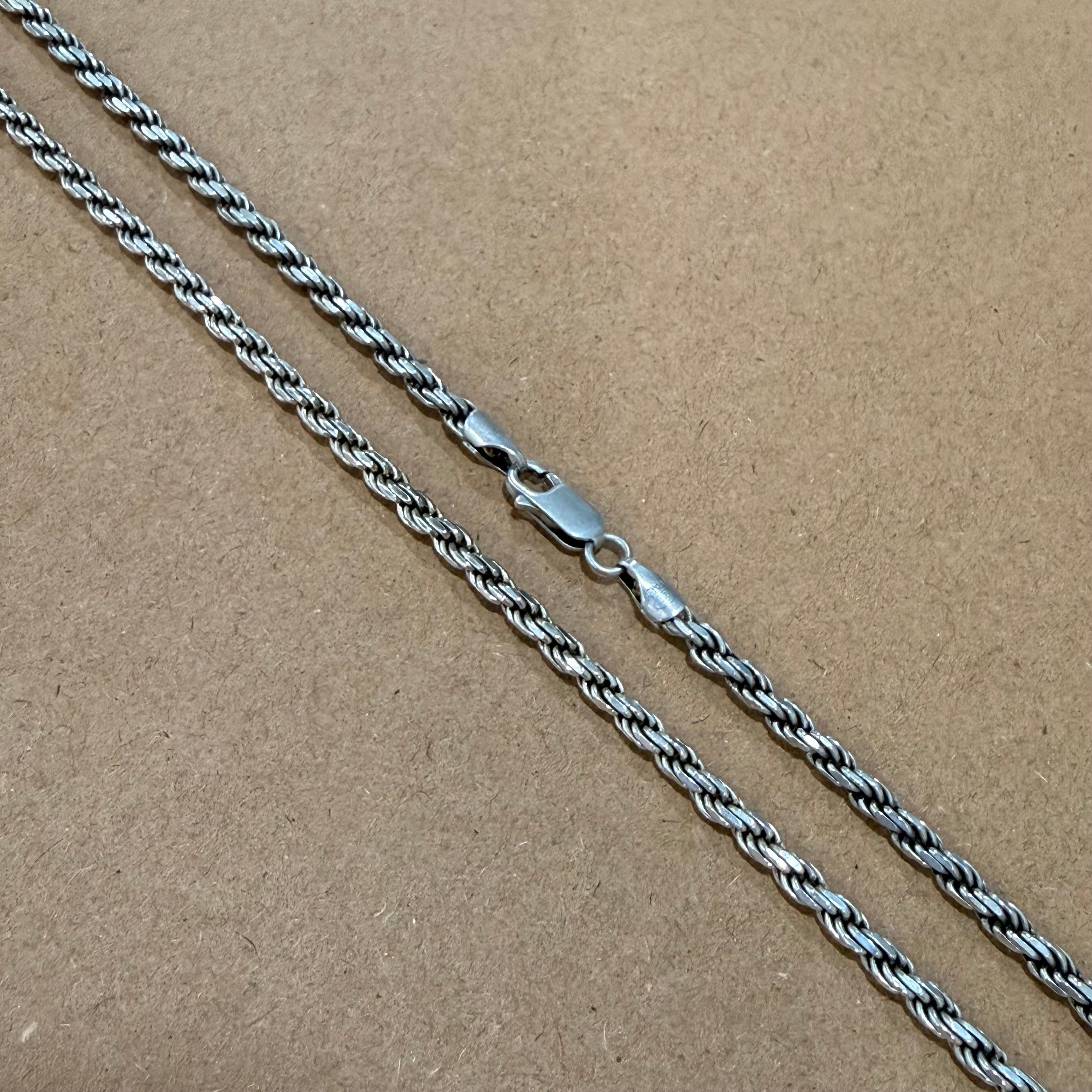 Hefty Sterling Rope Chain Necklace 24 in