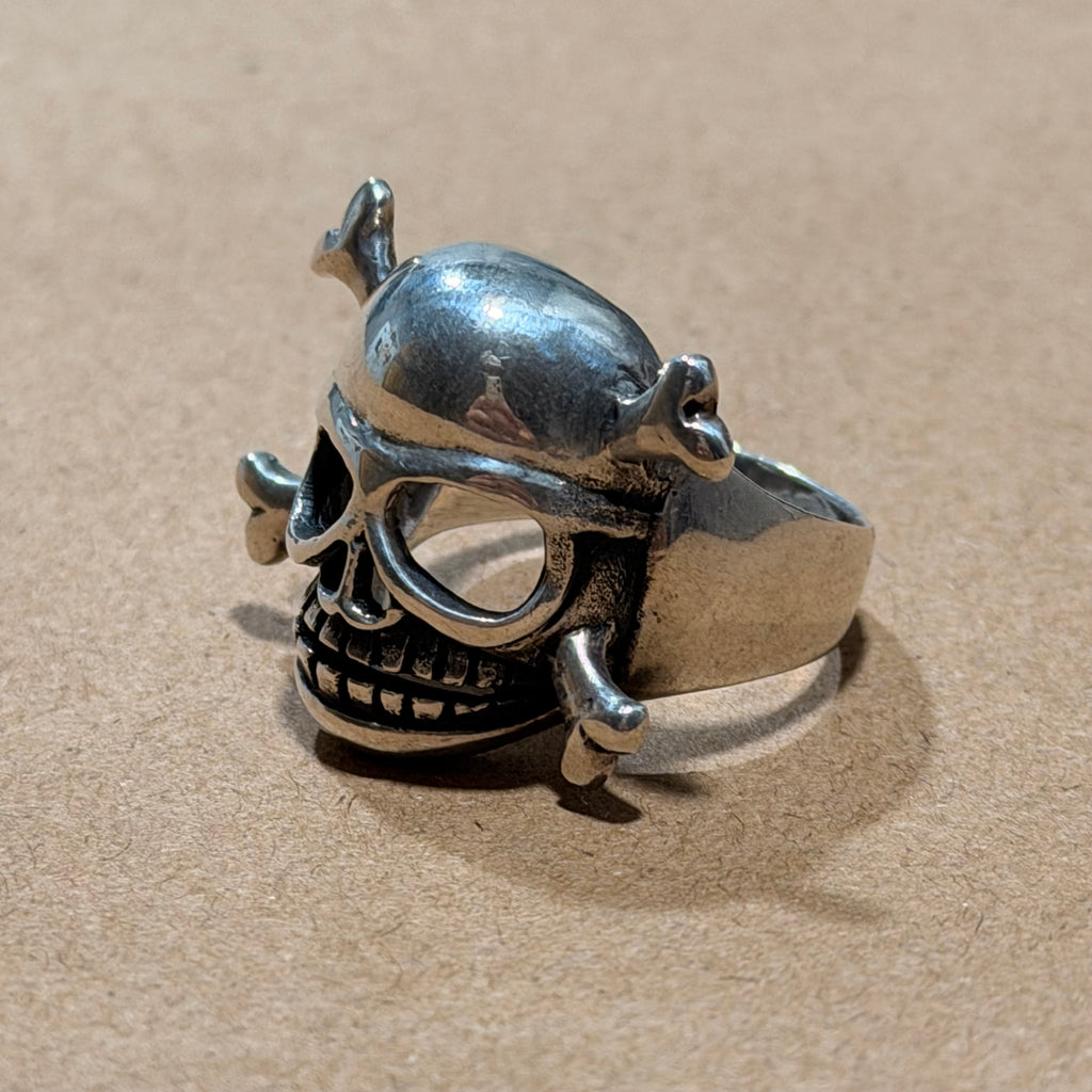 Chunky Sterling Skull and Crossbones Ring Sz 10.5