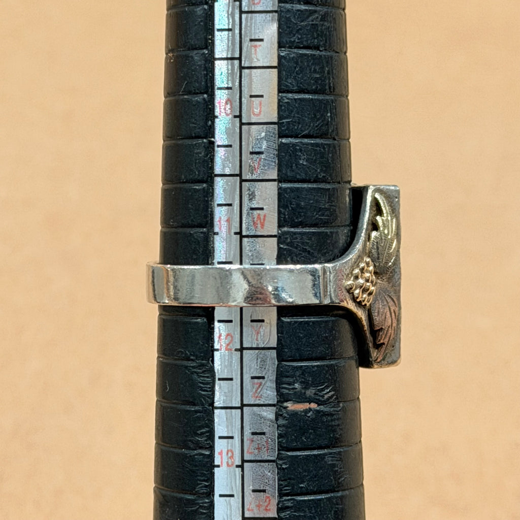 Sterling & 14k Gold Black Hills Onyx Eagle Ring Sz 11.5