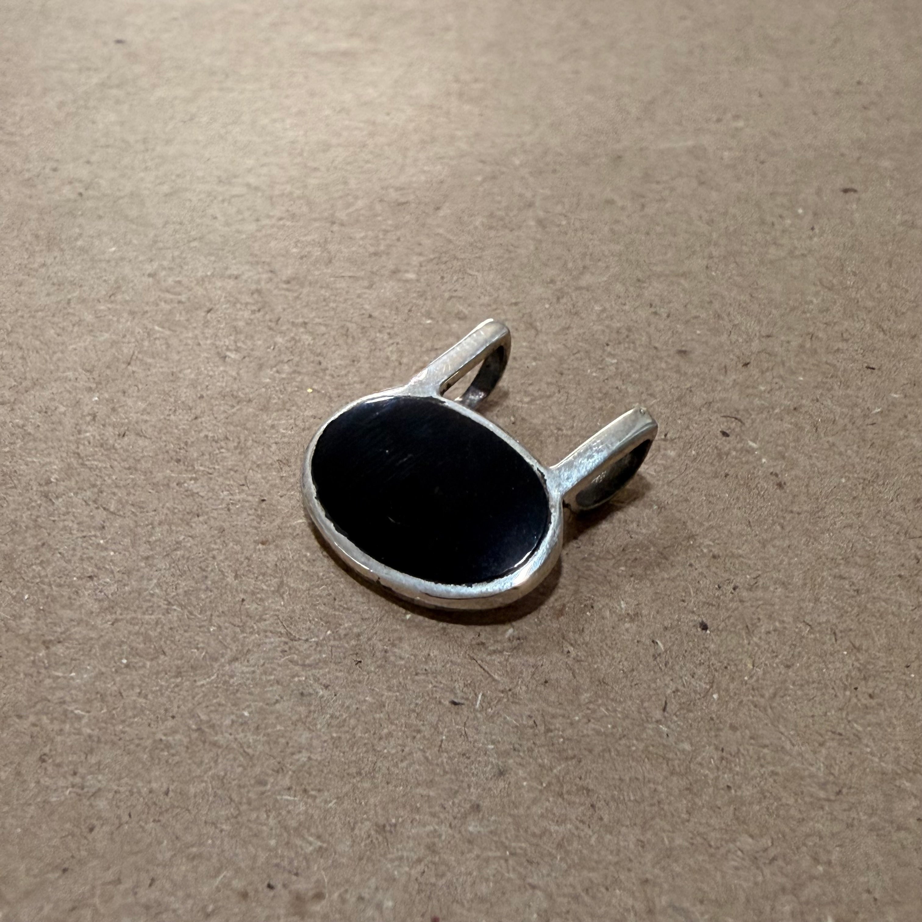 Sterling Onyx Inlay Double Loop Pendant