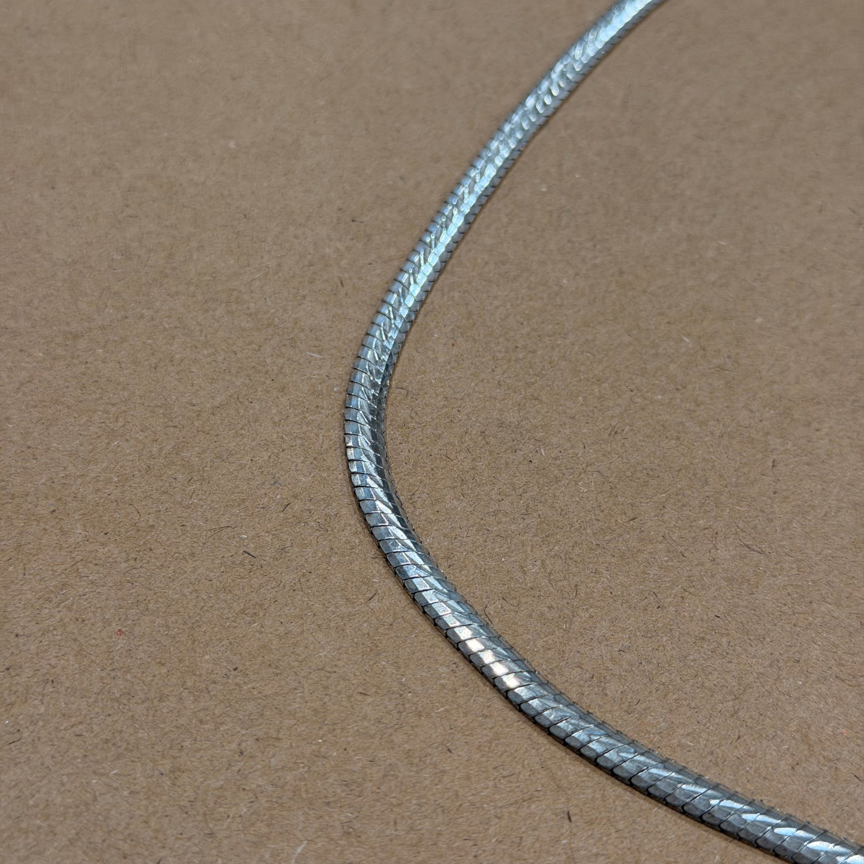 Sterling Heavyweight Textured Omega Link Necklace 18 in