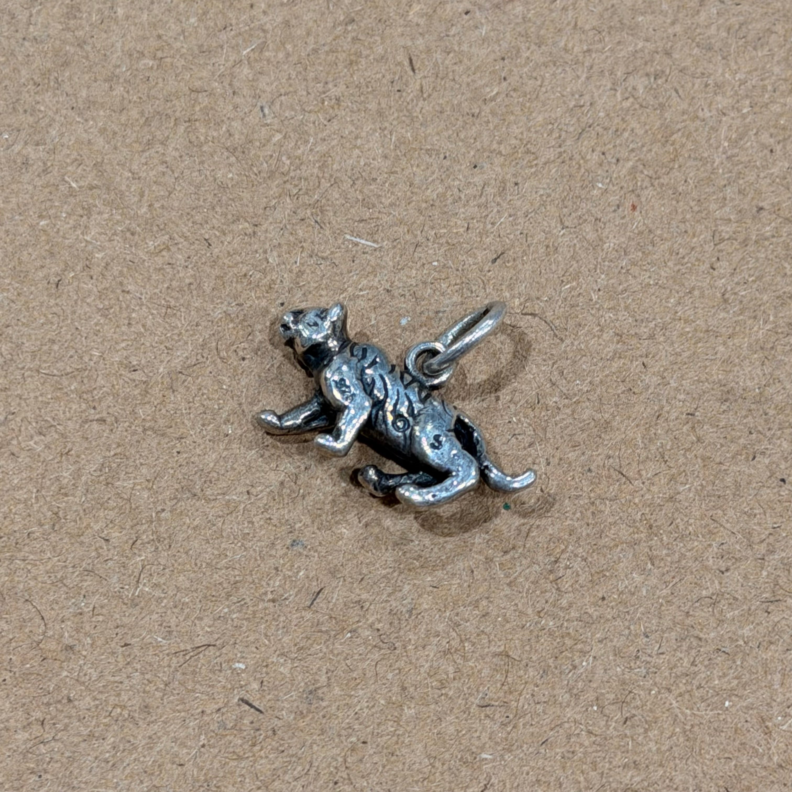 Sterling Mini Tiger Charm / Pendant 0.5 in