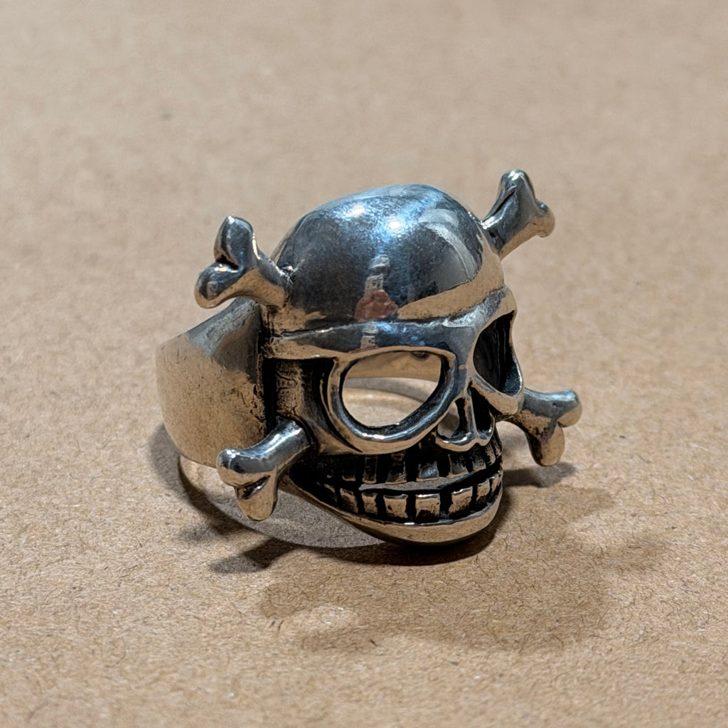 Chunky Sterling Skull and Crossbones Ring Sz 10.5