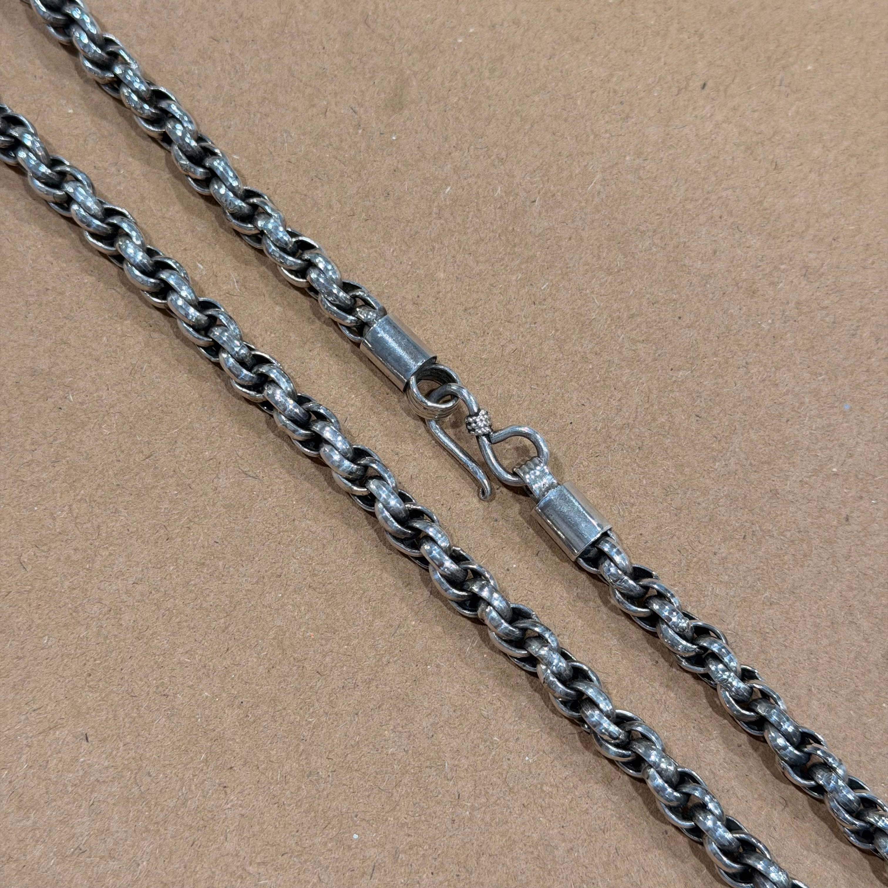 Sterling Solid Heavyweight Triple Braided Link Necklace 20 in