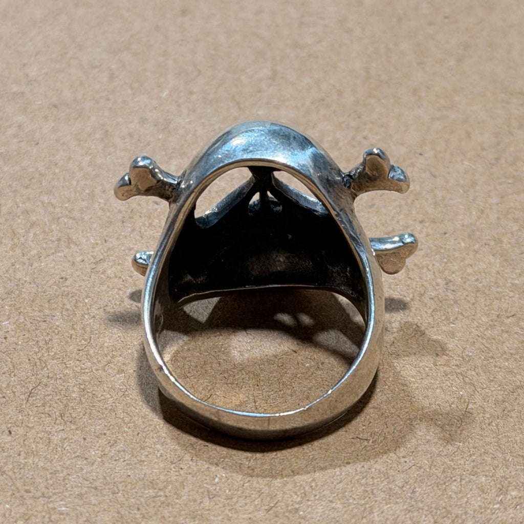 Chunky Sterling Skull and Crossbones Ring Sz 10.5