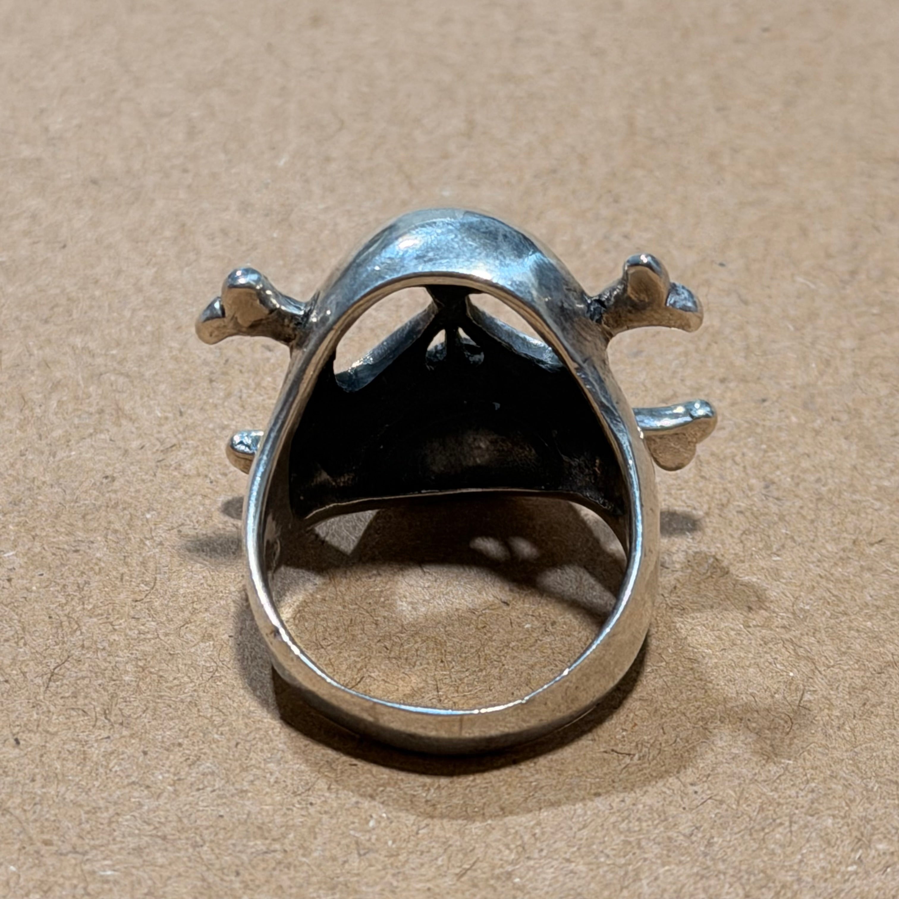 Chunky Sterling Skull and Crossbones Ring Sz 10.5