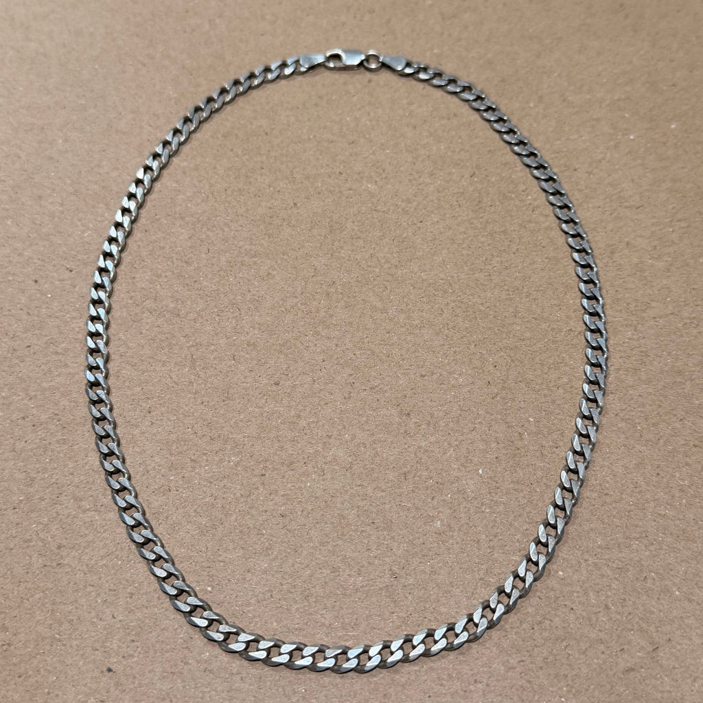 Sterling Cuban Curb Link Necklace 17.5 in