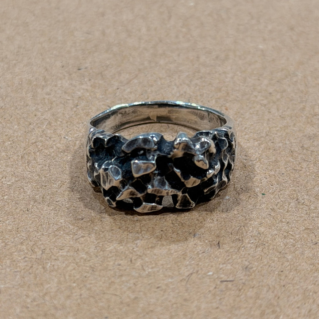 Sterling Nugget Brutalist Ring Sz 7.5