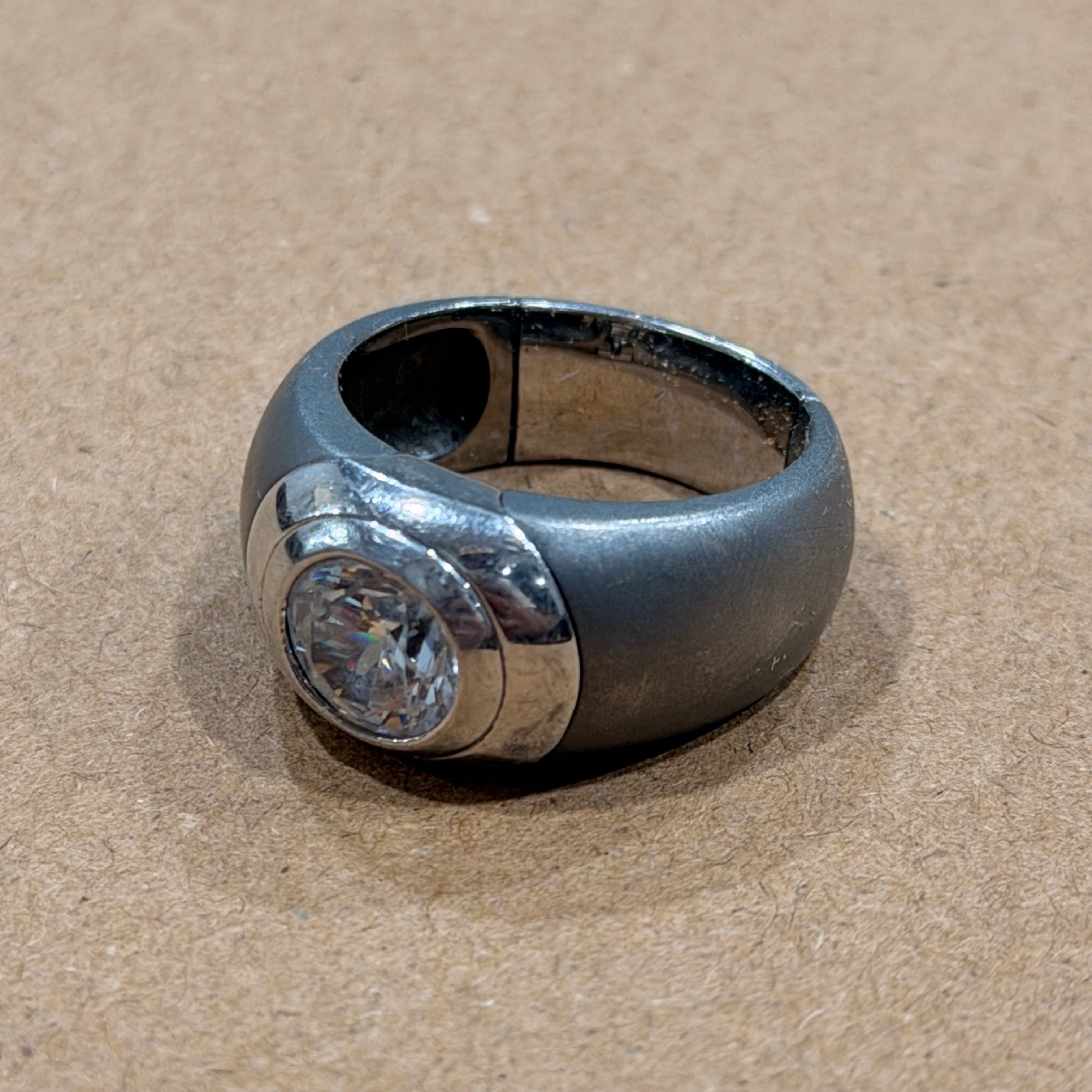 Sterling Matte Gray Cubic Zirconia Ring Sz 7.5