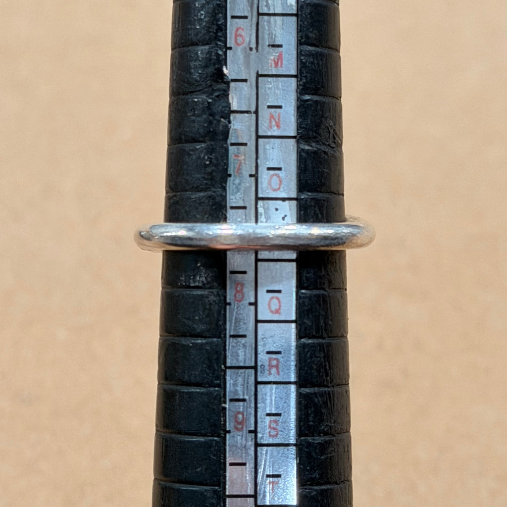 Sterling Black & Green Stone Spiral Ring Sz 7.5