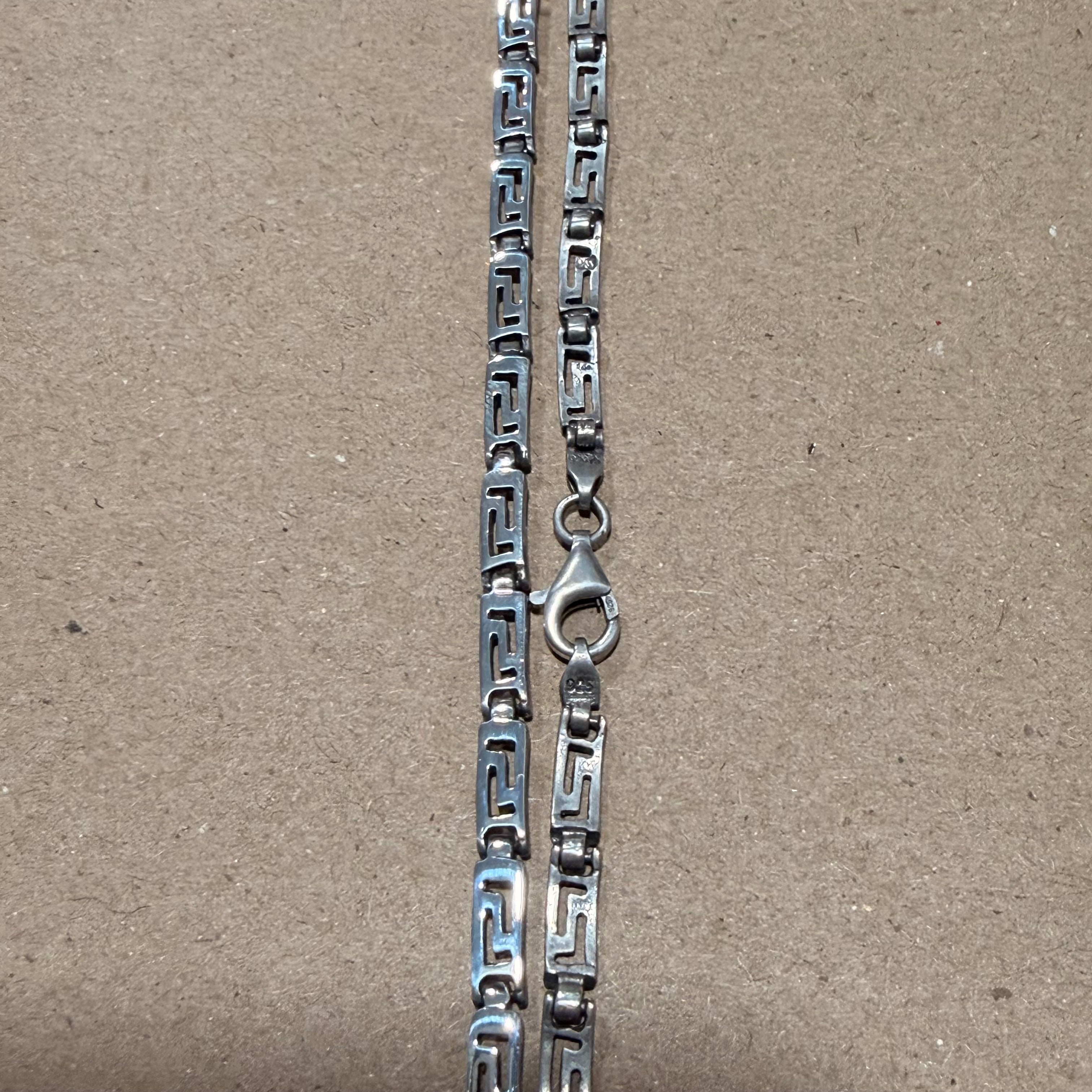 Sterling Greek Key Link Necklace 18 in