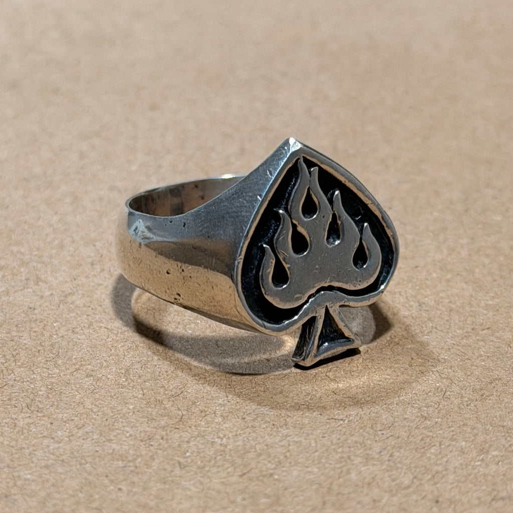 Huge Sterling Flaming Ace Ring by Nino Sz 14