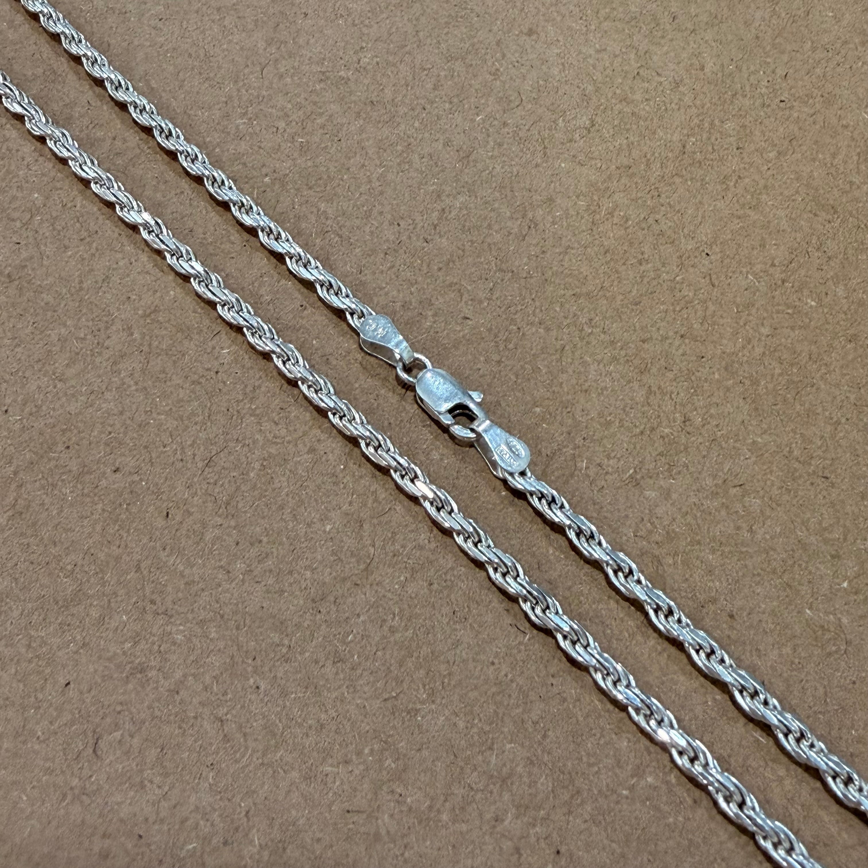 Sterling Rope Chain Necklace 17 in