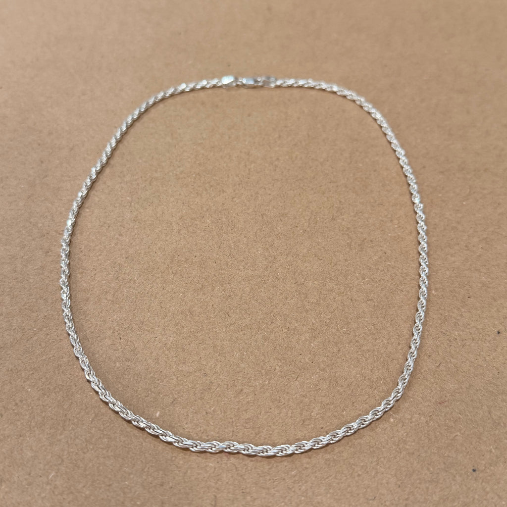 Sterling Rope Chain Necklace 17 in