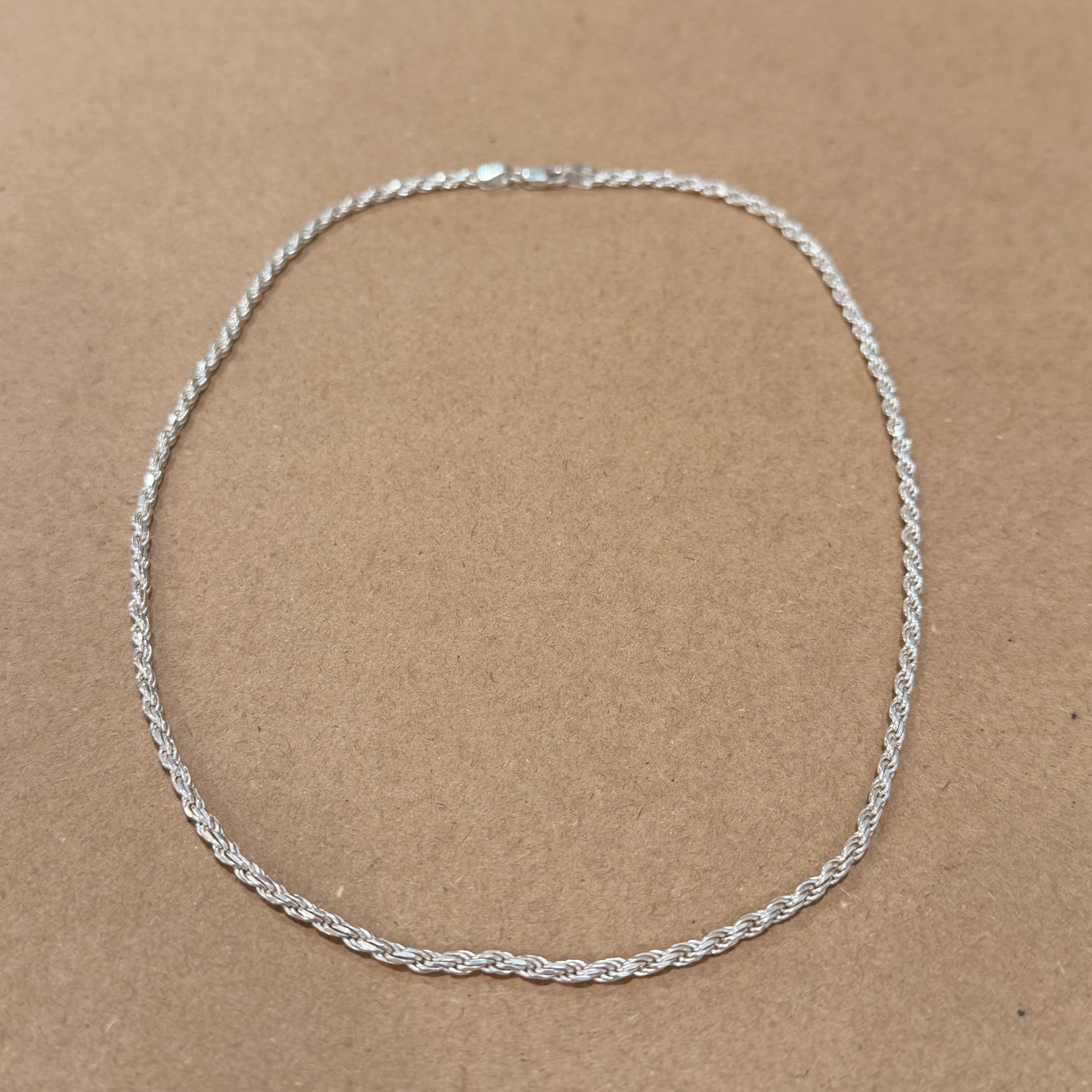 Sterling Rope Chain Necklace 17 in