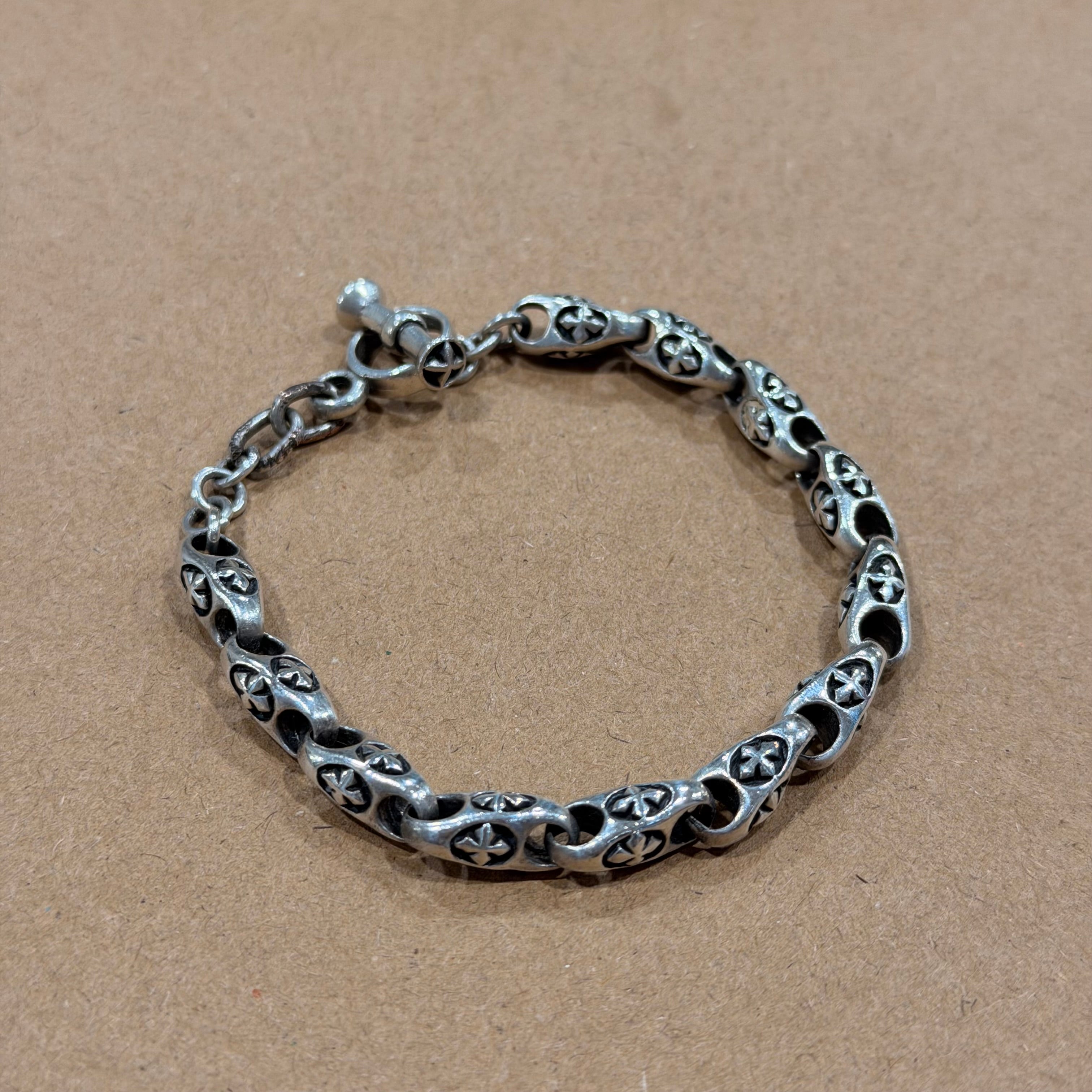 Sterling Chunky Cross Link Bracelet