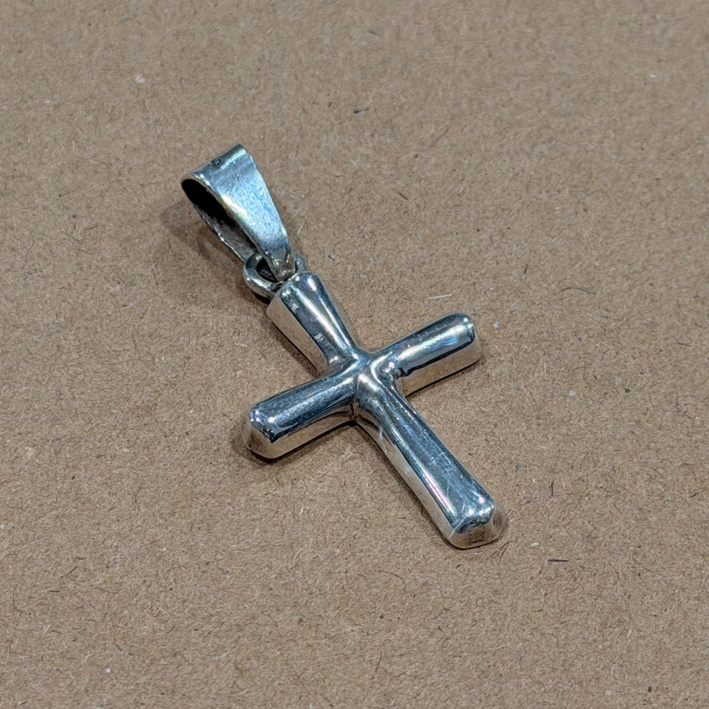 Sterling Puffed Cross Pendant 1.5 in