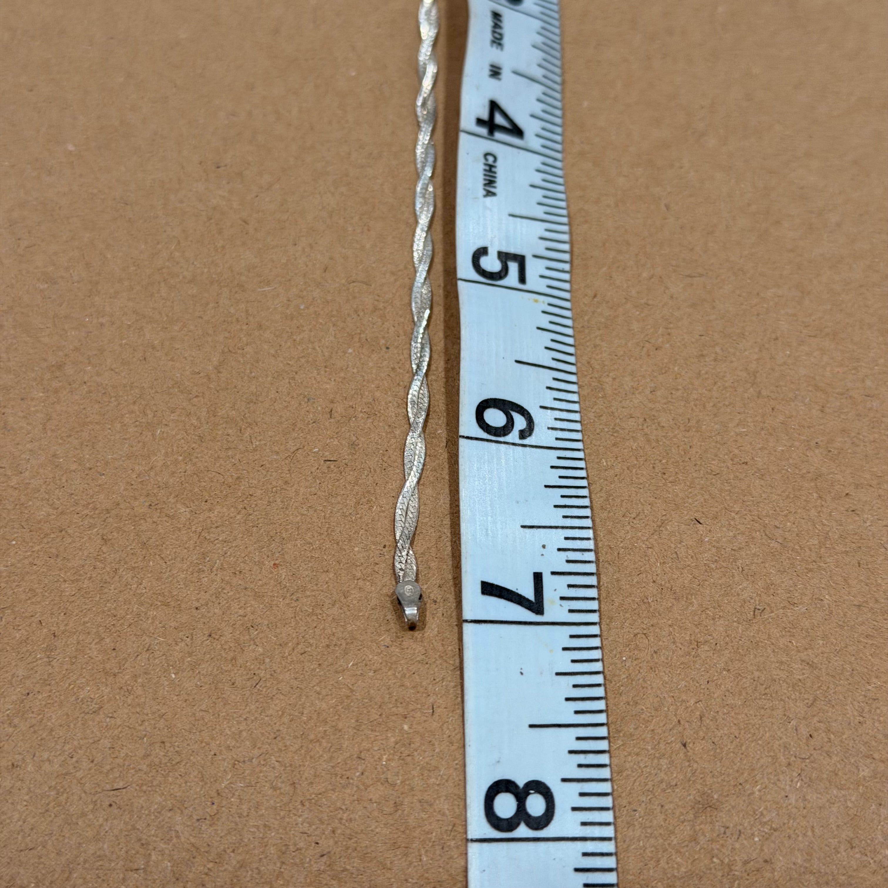 Sterling Lightweight Twisted Herringbone Bracelet 7 in