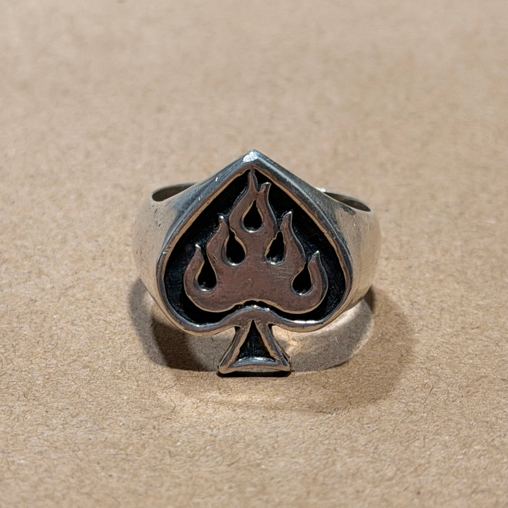 Huge Sterling Flaming Ace Ring by Nino Sz 14