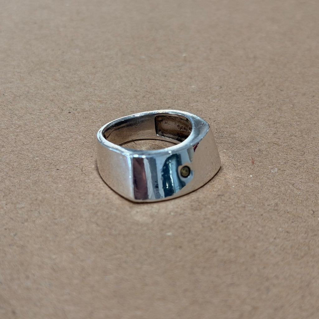 Sterling Slanted Stone Ring Sz 7.25